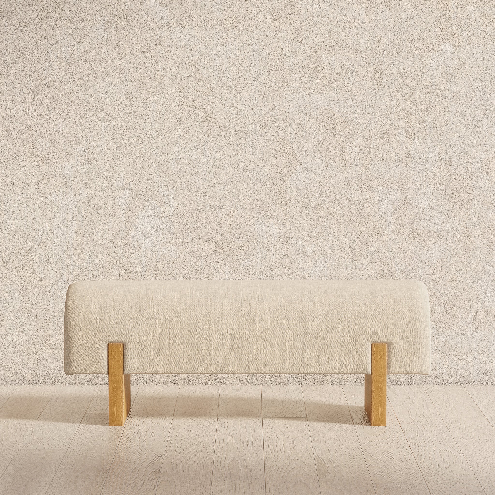 Juno Contemporary Upholstered Wooden Bench in Refined Natural Finish in Ottomans & Benches by Maven Lane