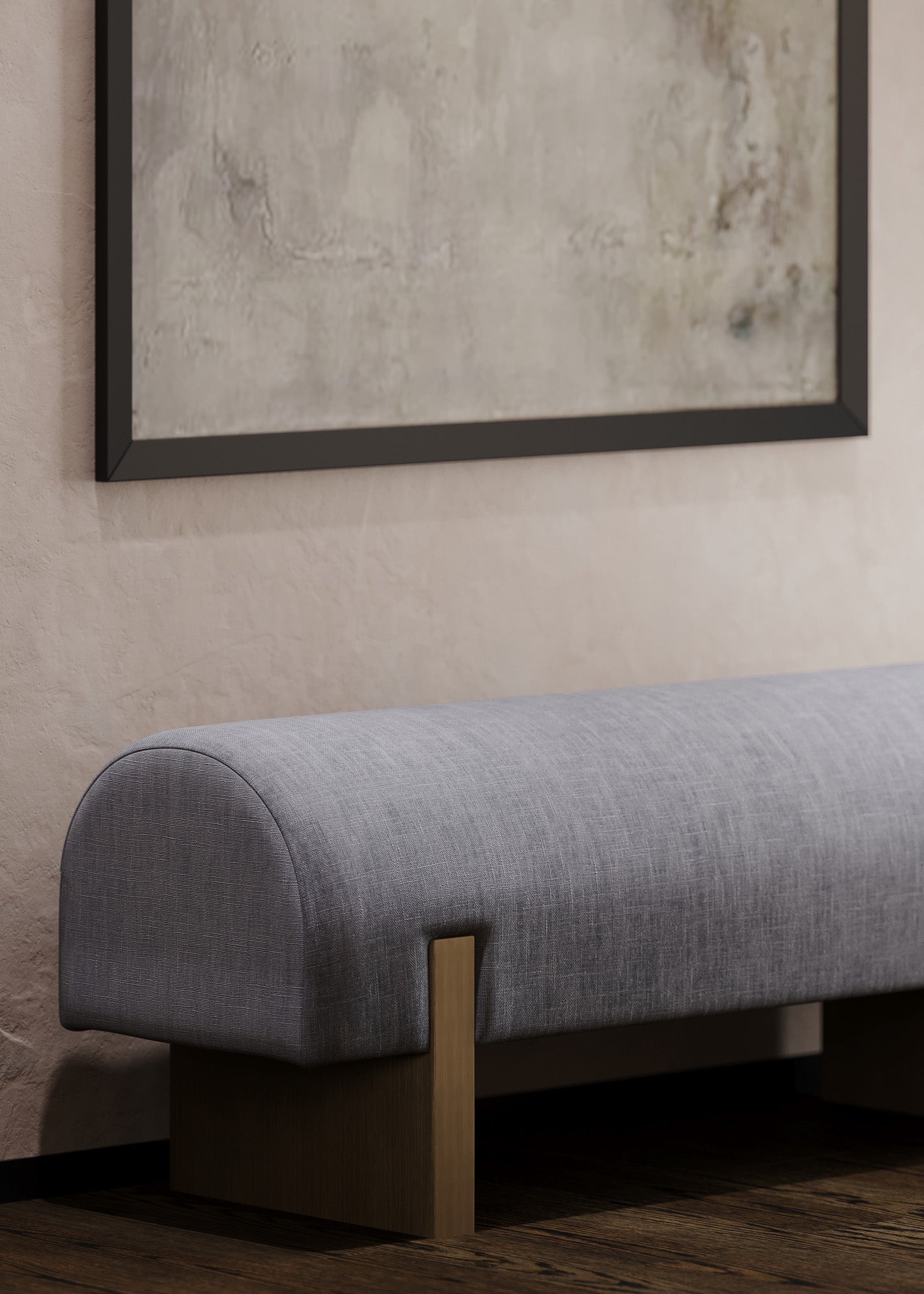 Juno Contemporary Upholstered Wooden Bench in Refined Grey Finish in Ottomans & Benches by Maven Lane