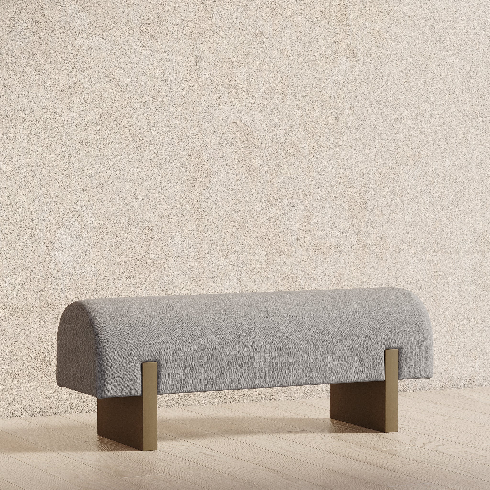 Juno Contemporary Upholstered Wooden Bench in Refined Grey Finish in Ottomans & Benches by VMI