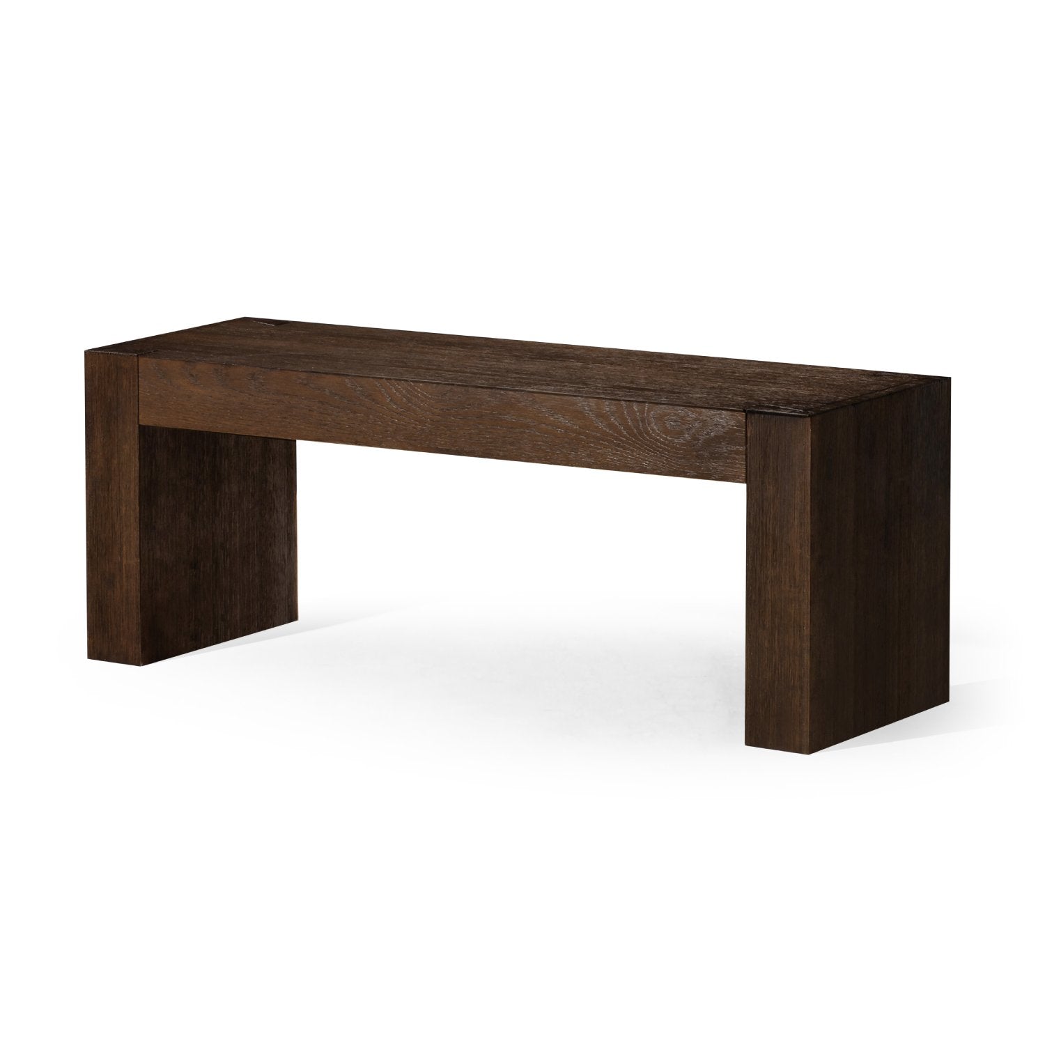 Zeno Organic Wooden Bench in Weathered Brown Finish in Bench by Maven Lane