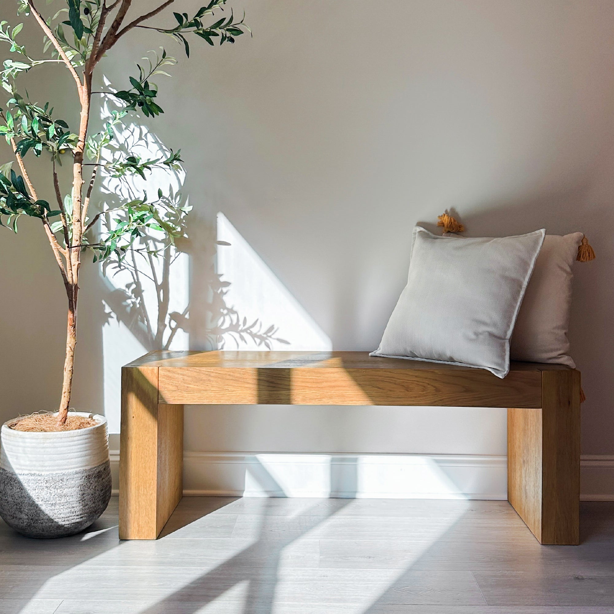 Zeno Wooden Bench in Natural Finish in Bench by Maven Lane
