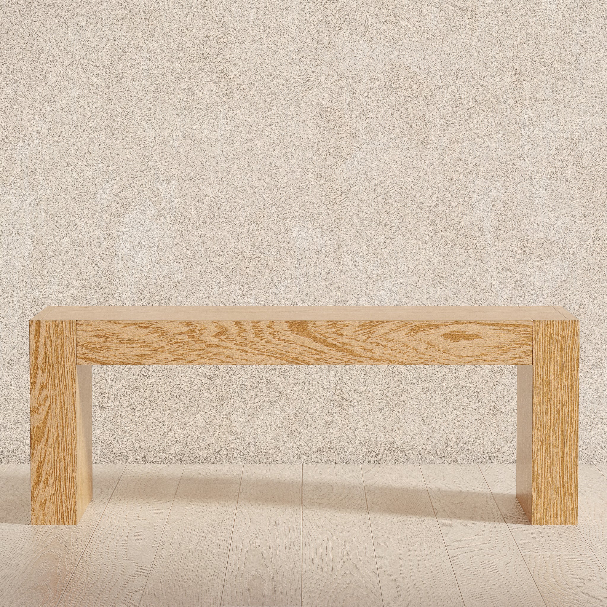 Zeno Organic Wooden Bench in Weathered Natural Finish in Ottomans & Benches by Maven Lane