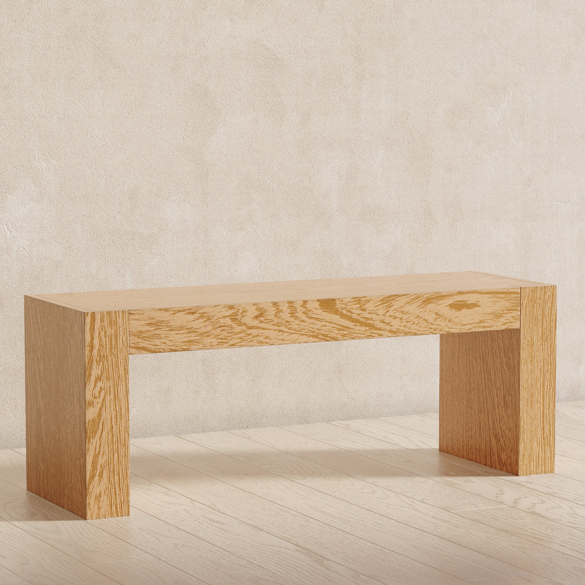 Zeno Organic Wooden Bench in Weathered Natural Finish in Ottomans & Benches by Maven Lane