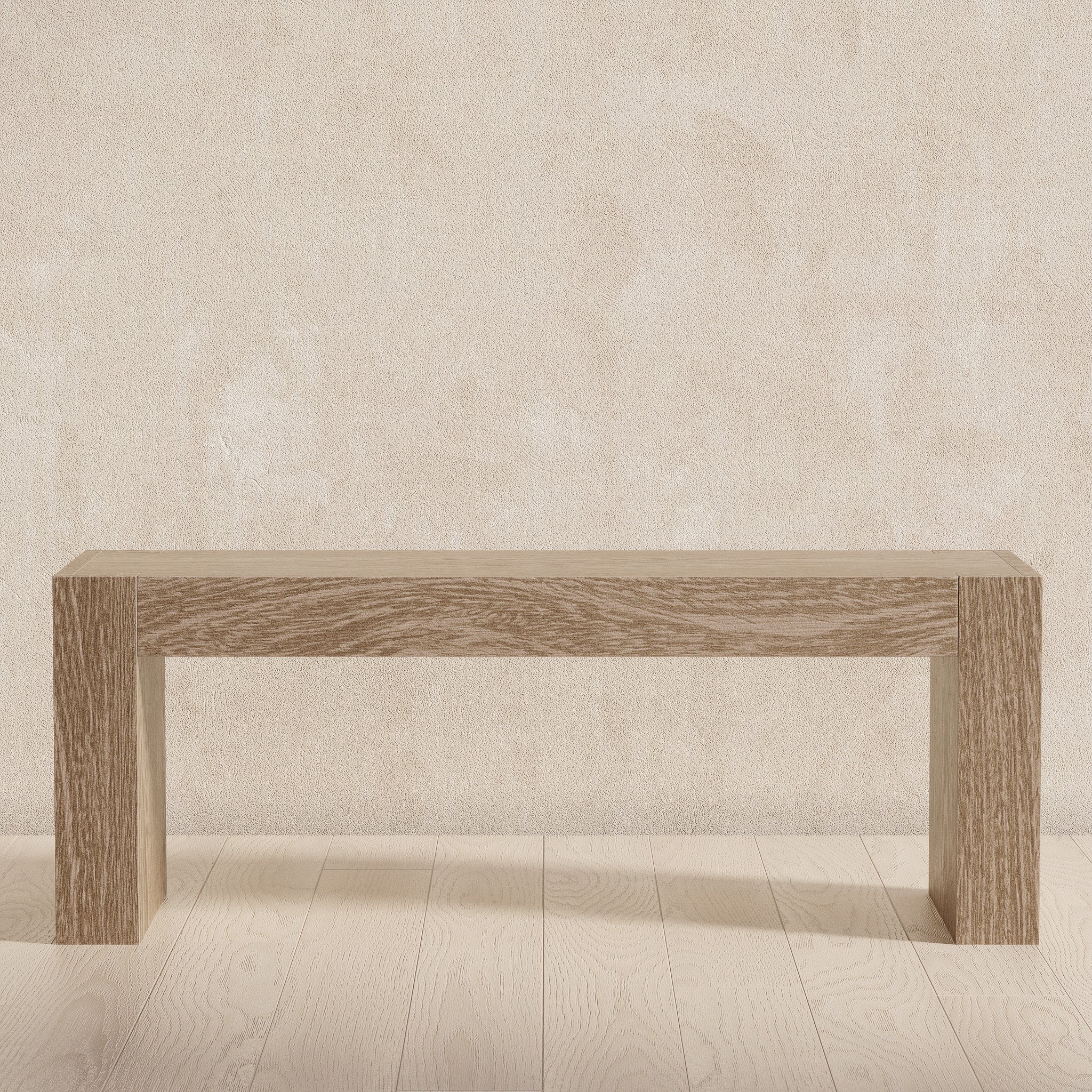 Zeno Organic Wooden Bench in Weathered Grey Finish in Ottomans & Benches by Maven Lane