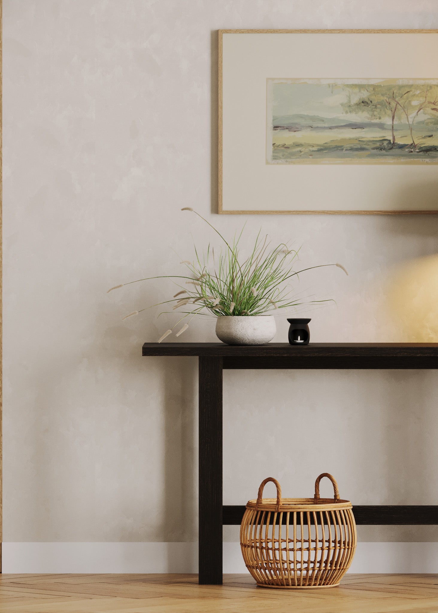 Hera Organic Wooden Console Table in Weathered Black Finish in Accent Tables by Maven Lane