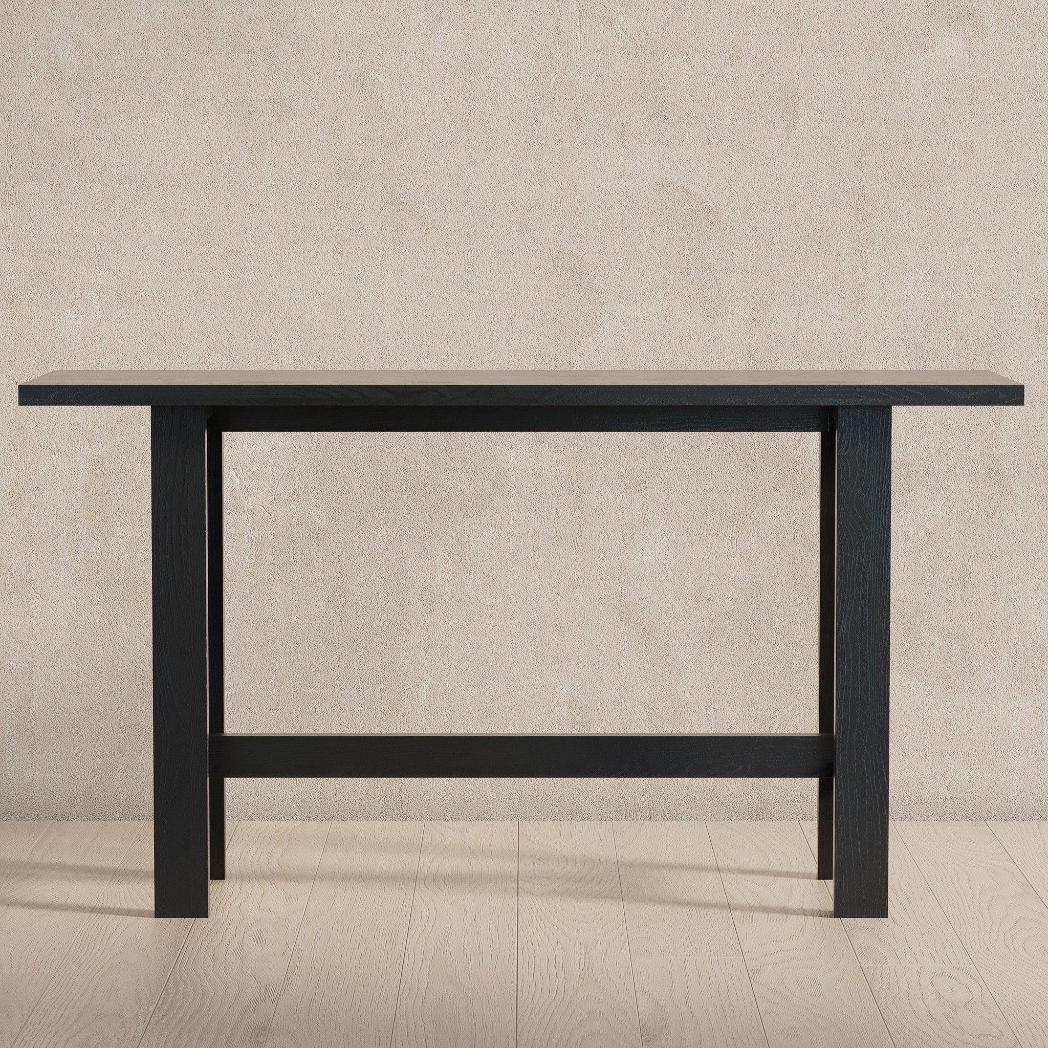 Hera Organic Wooden Console Table in Weathered Black Finish in Accent Tables by Maven Lane