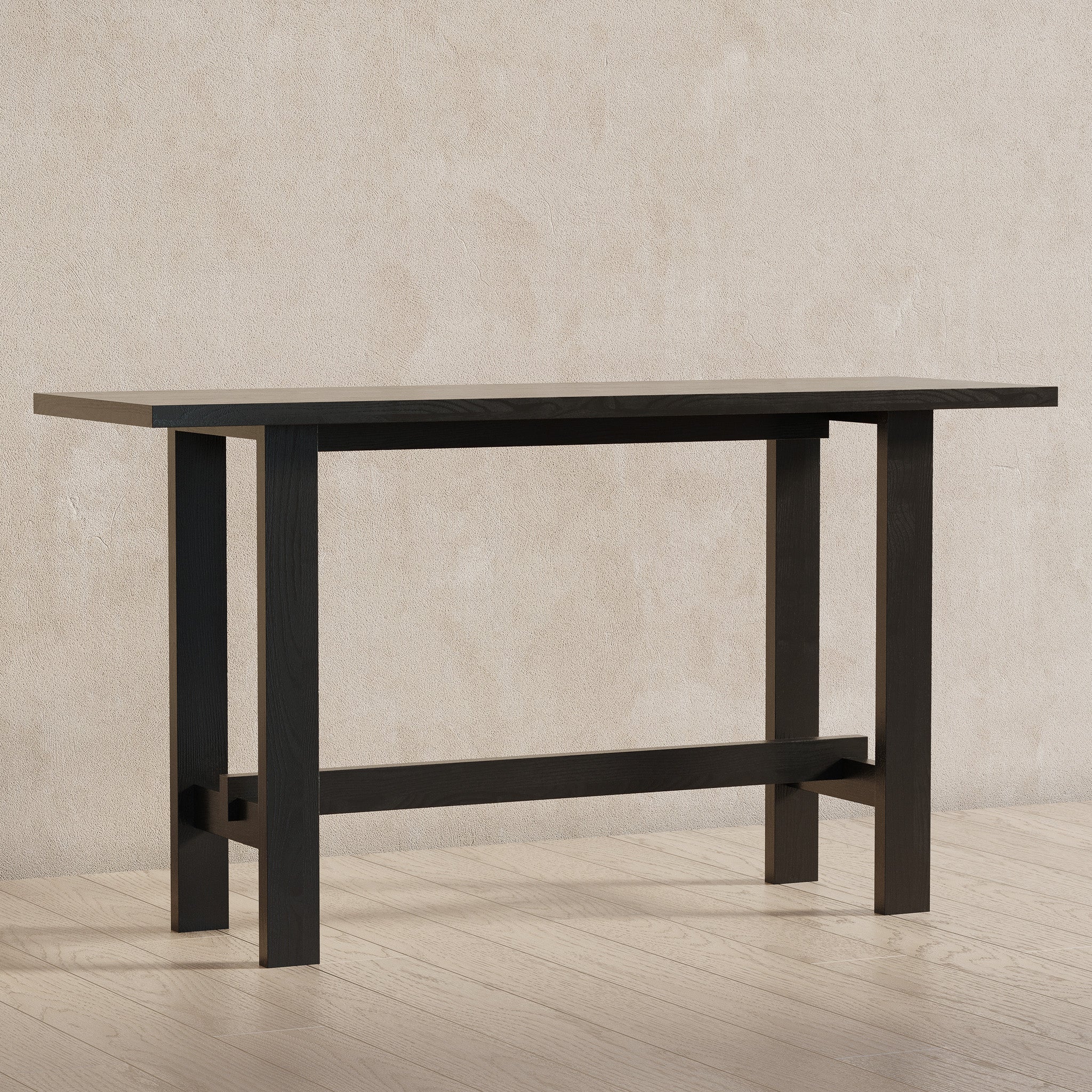 Hera Organic Wooden Console Table in Weathered Black Finish in Accent Tables by Maven Lane