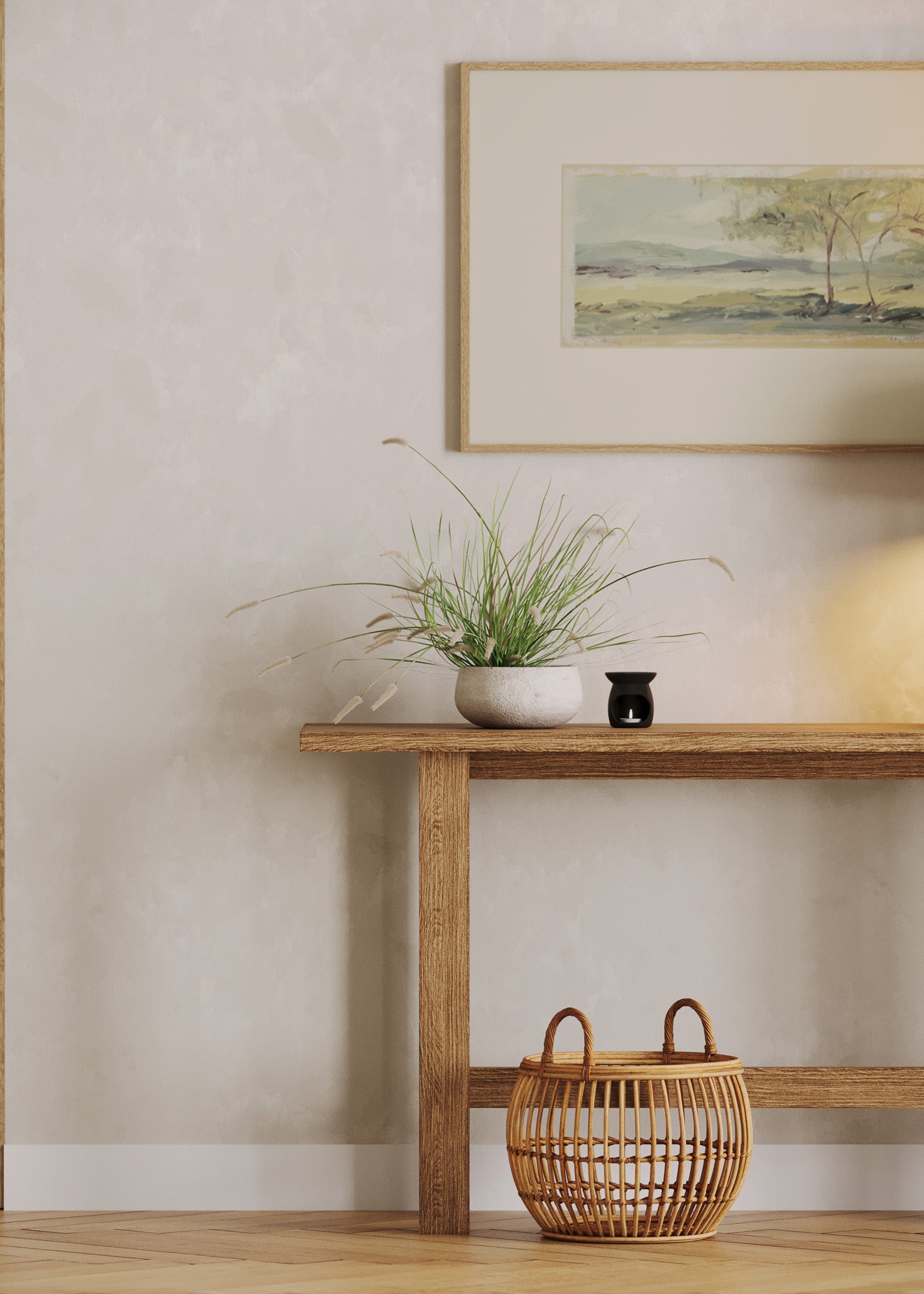 Hera Organic Wooden Console Table in Weathered Brown Finish in Accent Tables by Maven Lane