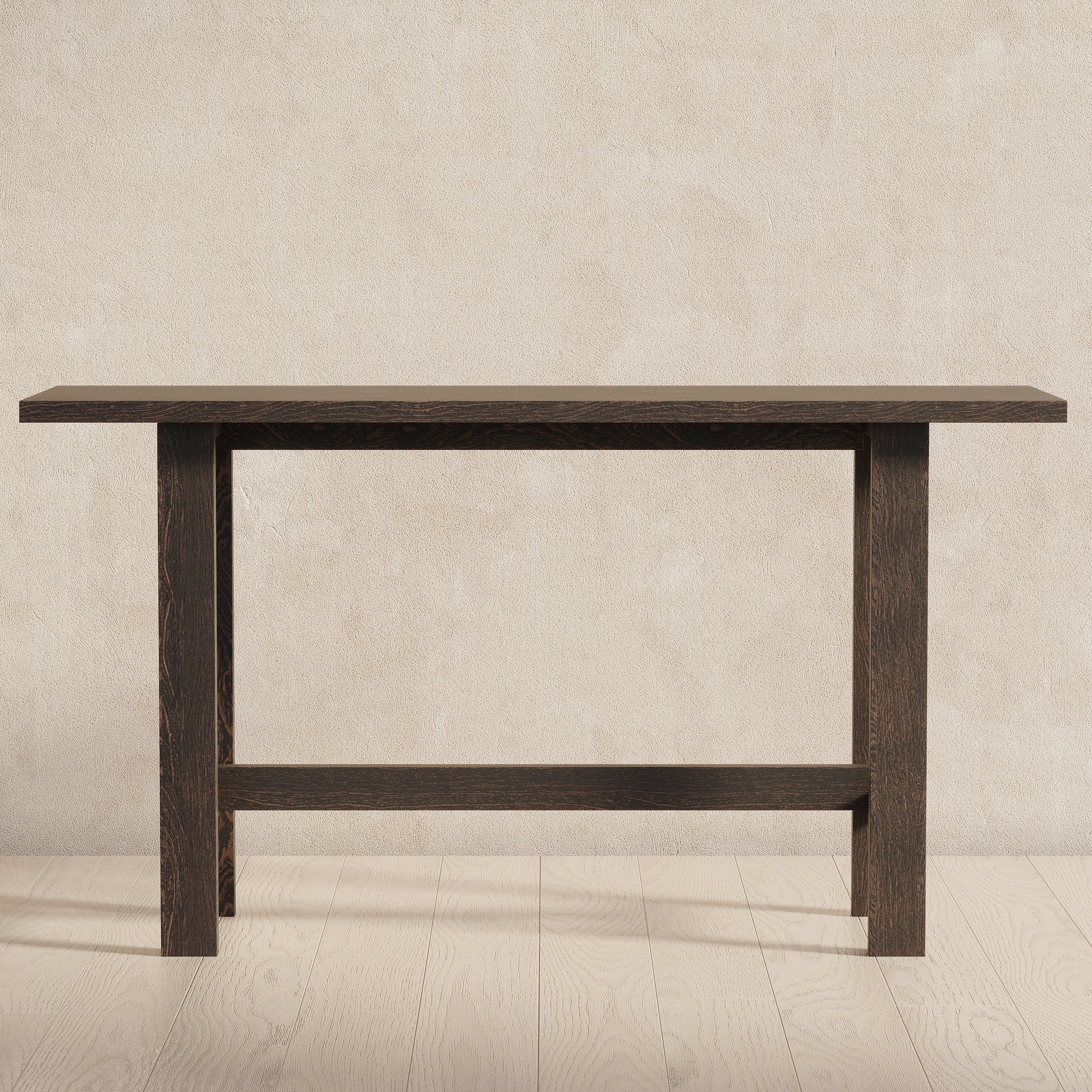 Hera Organic Wooden Console Table in Weathered Brown Finish in Accent Tables by Maven Lane