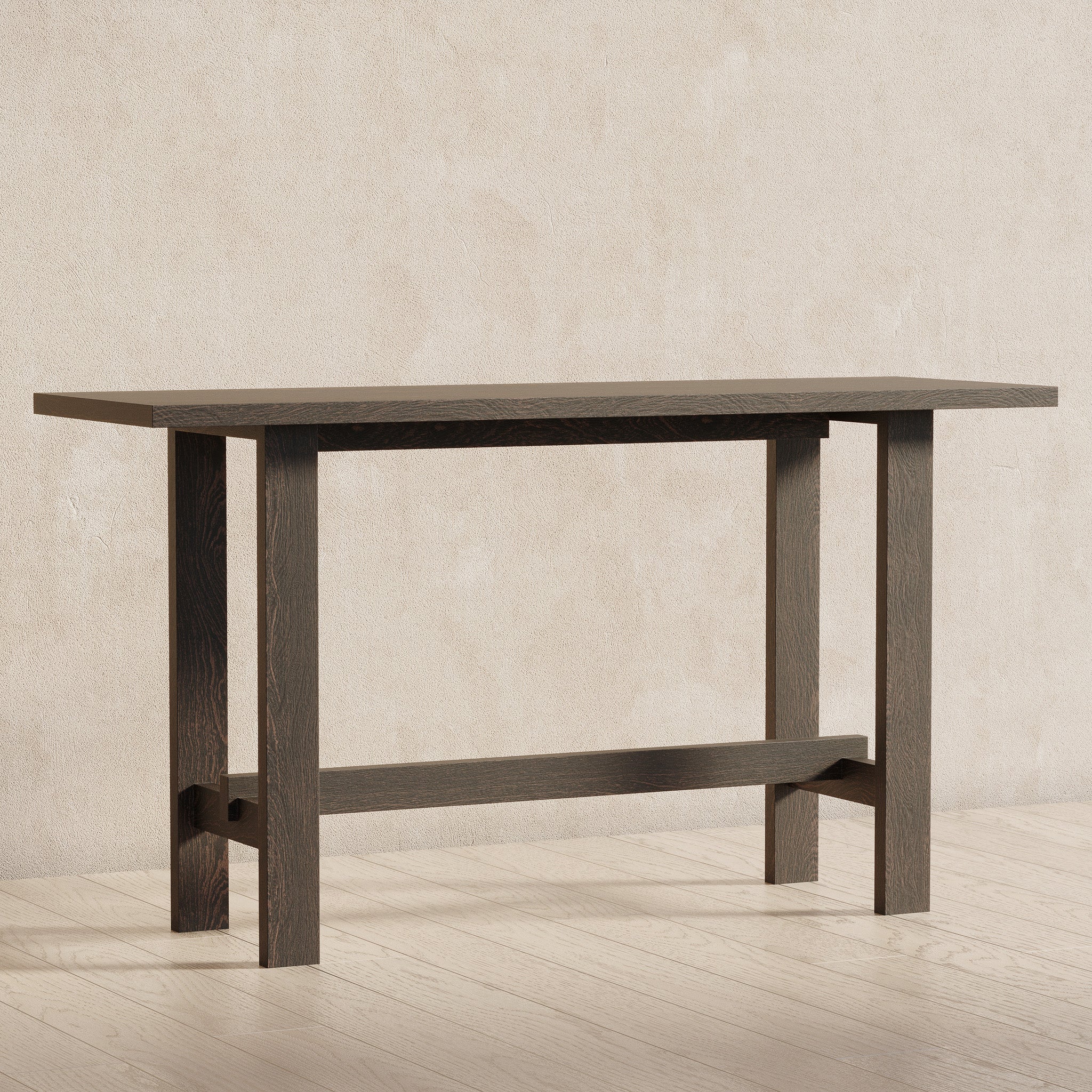 Hera Organic Wooden Console Table in Weathered Brown Finish in Accent Tables by Maven Lane