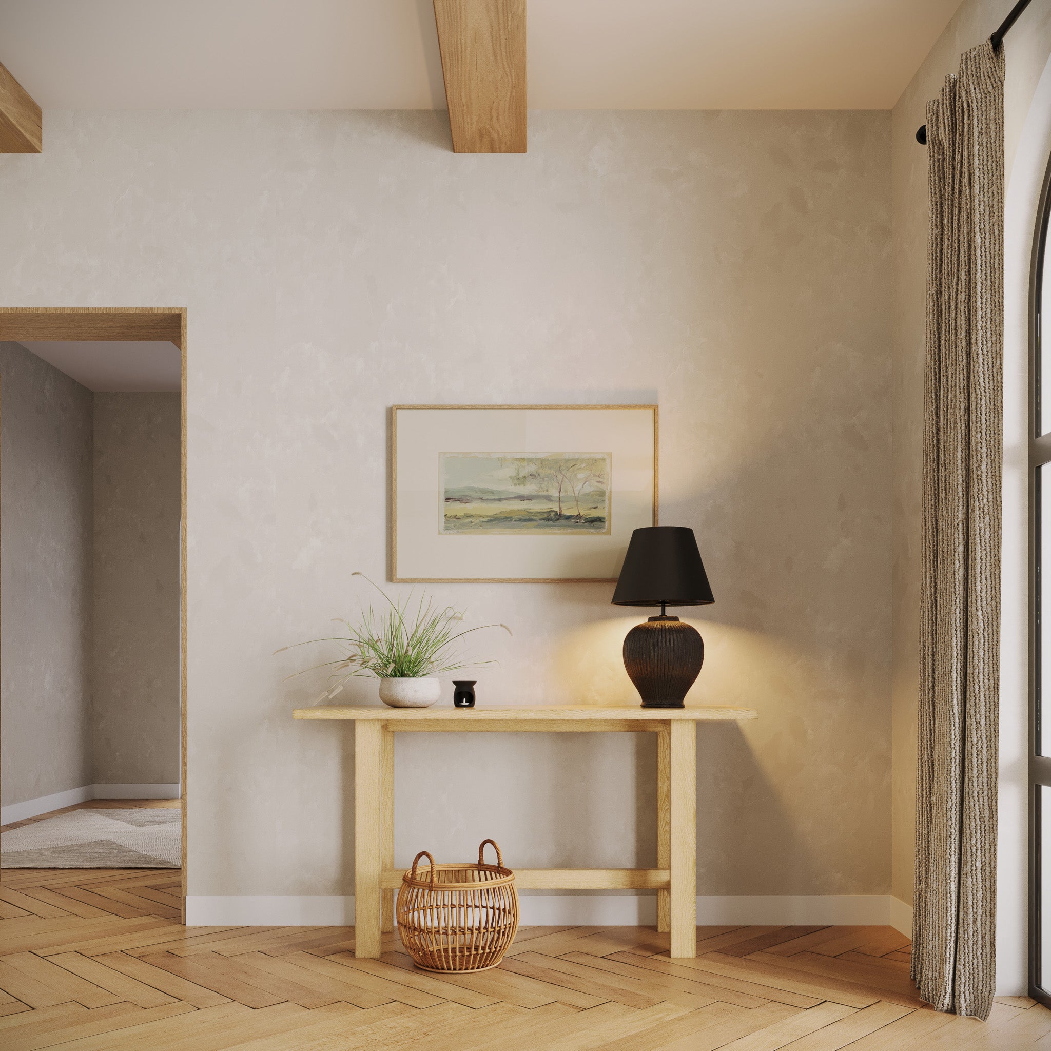 Hera Organic Wooden Console Table in Weathered Natural Finish in Accent Tables by Maven Lane