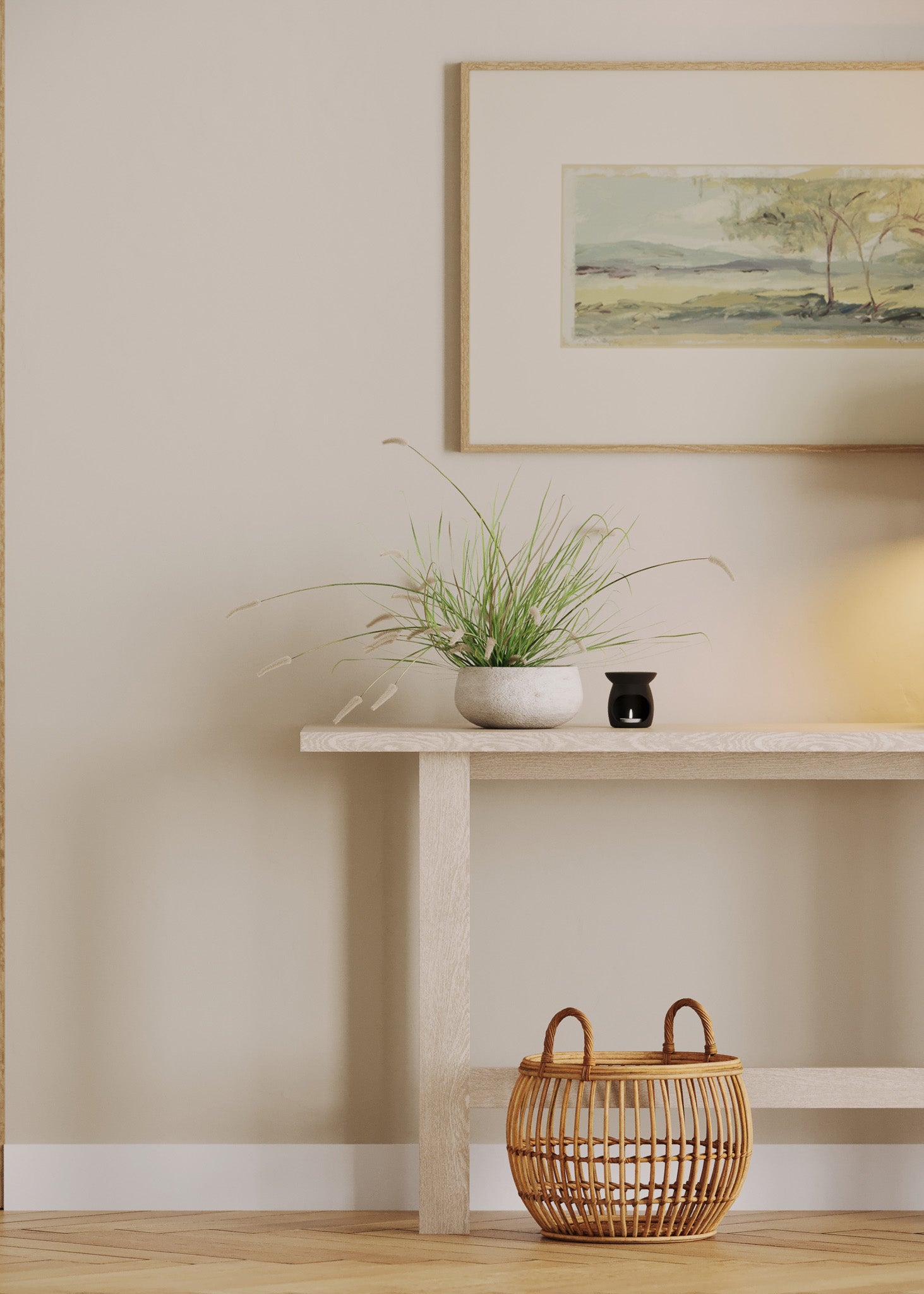 Hera Organic Wooden Console Table in Weathered Grey Finish in Accent Tables by Maven Lane