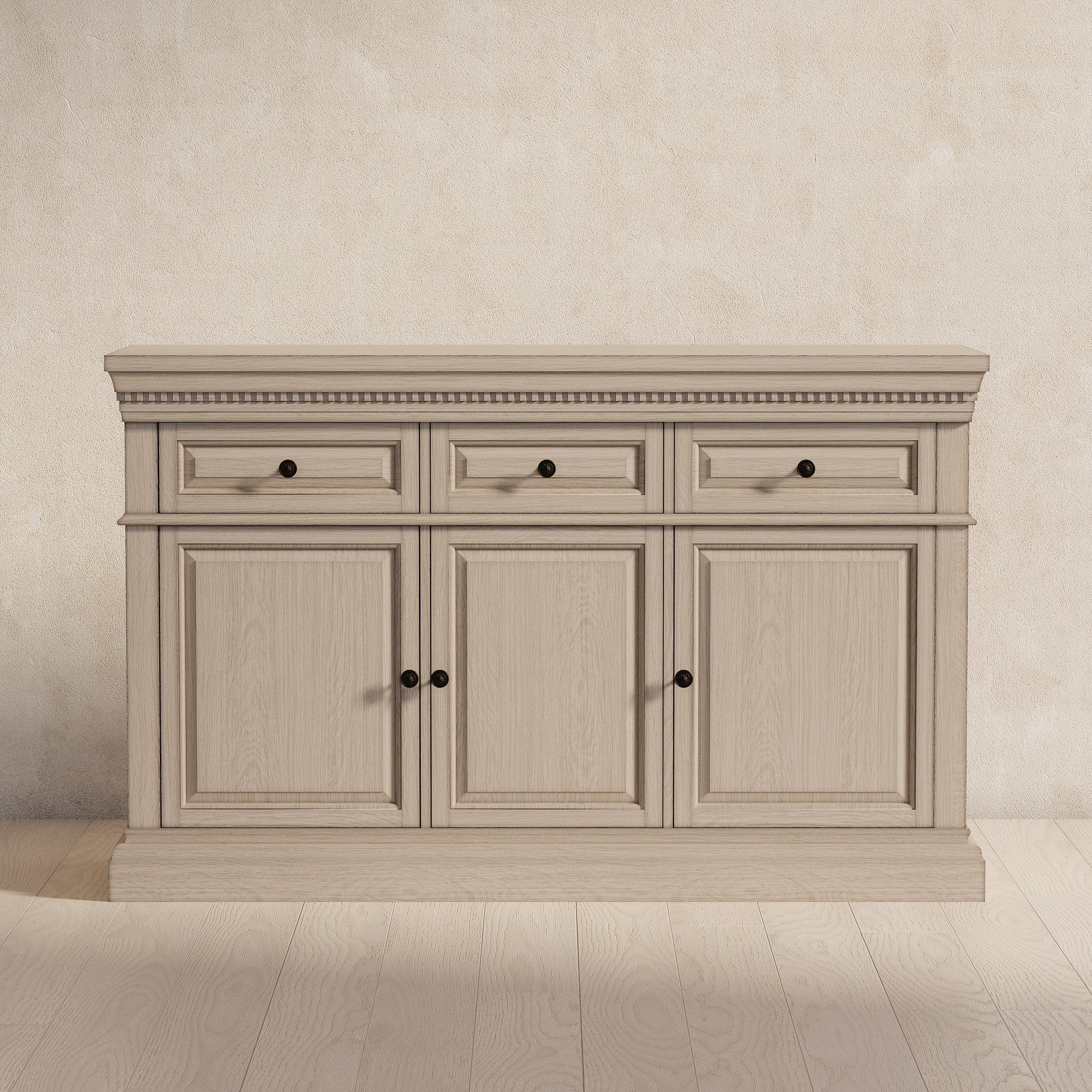 Theo Classical Wooden Sideboard in Antiqued Grey Finish in Cabinets by Maven Lane