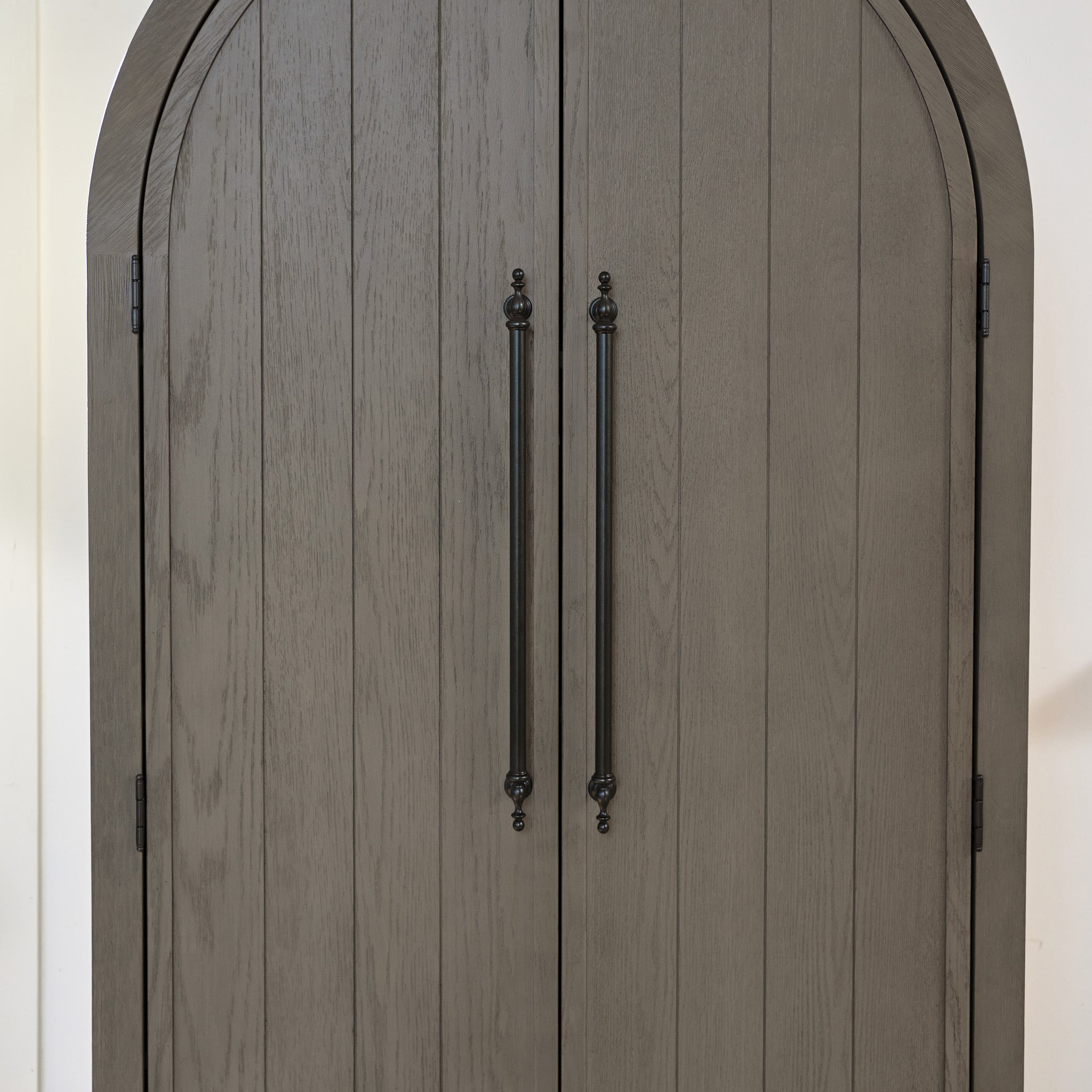 Selene Arched Wooden Cabinet in Grey Finish in Storage Cabinet by Maven Lane