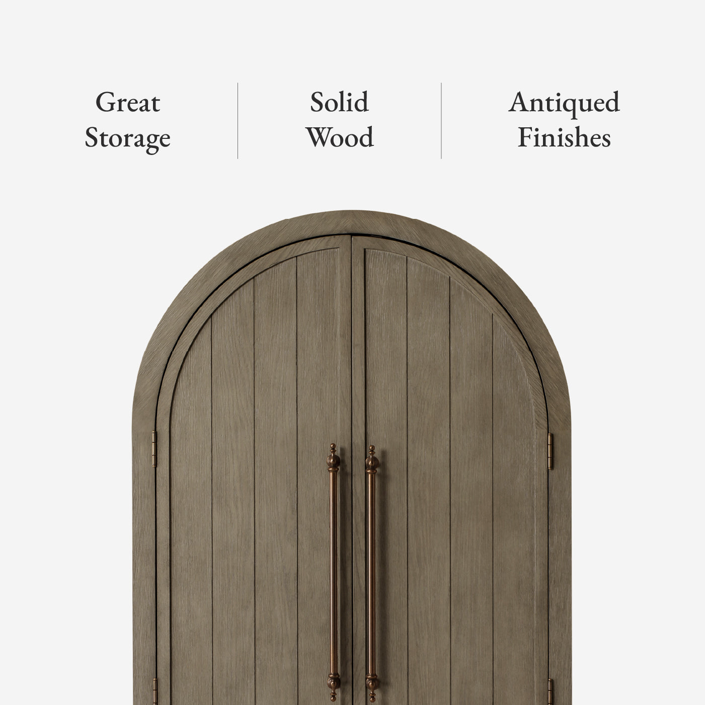 Selene Arched Wooden Cabinet in Grey Finish in Storage Cabinet by Maven Lane