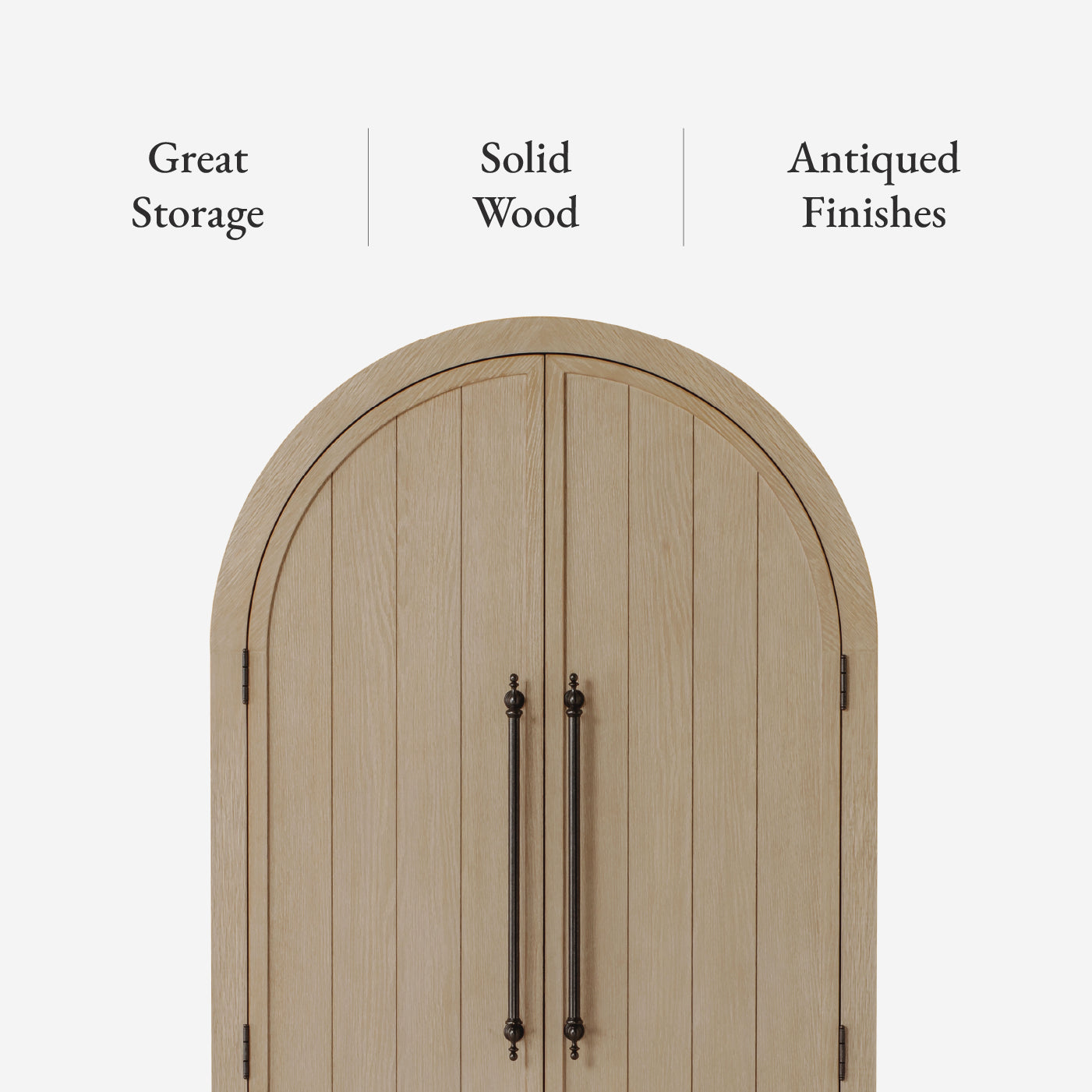 Selene Arched Wooden Cabinet in Cream Finish in Storage Cabinet by Maven Lane