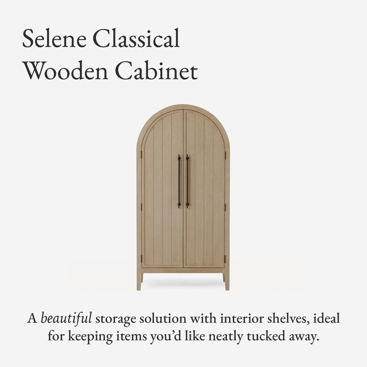 Selene Arched Wooden Cabinet in Cream Finish in Storage Cabinet by Maven Lane