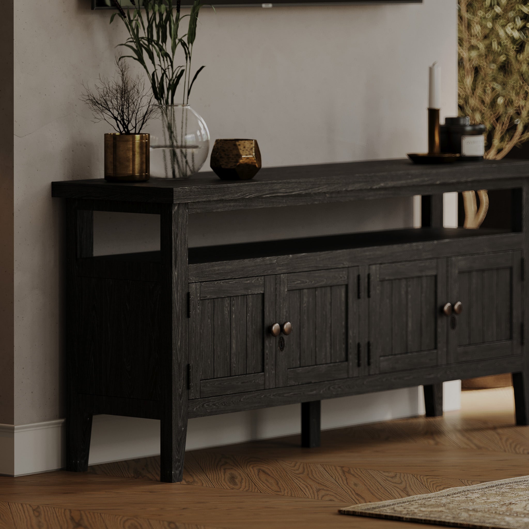 Turner Classical Wooden Media Unit in Antiqued Black Finish in Media Units by VMI