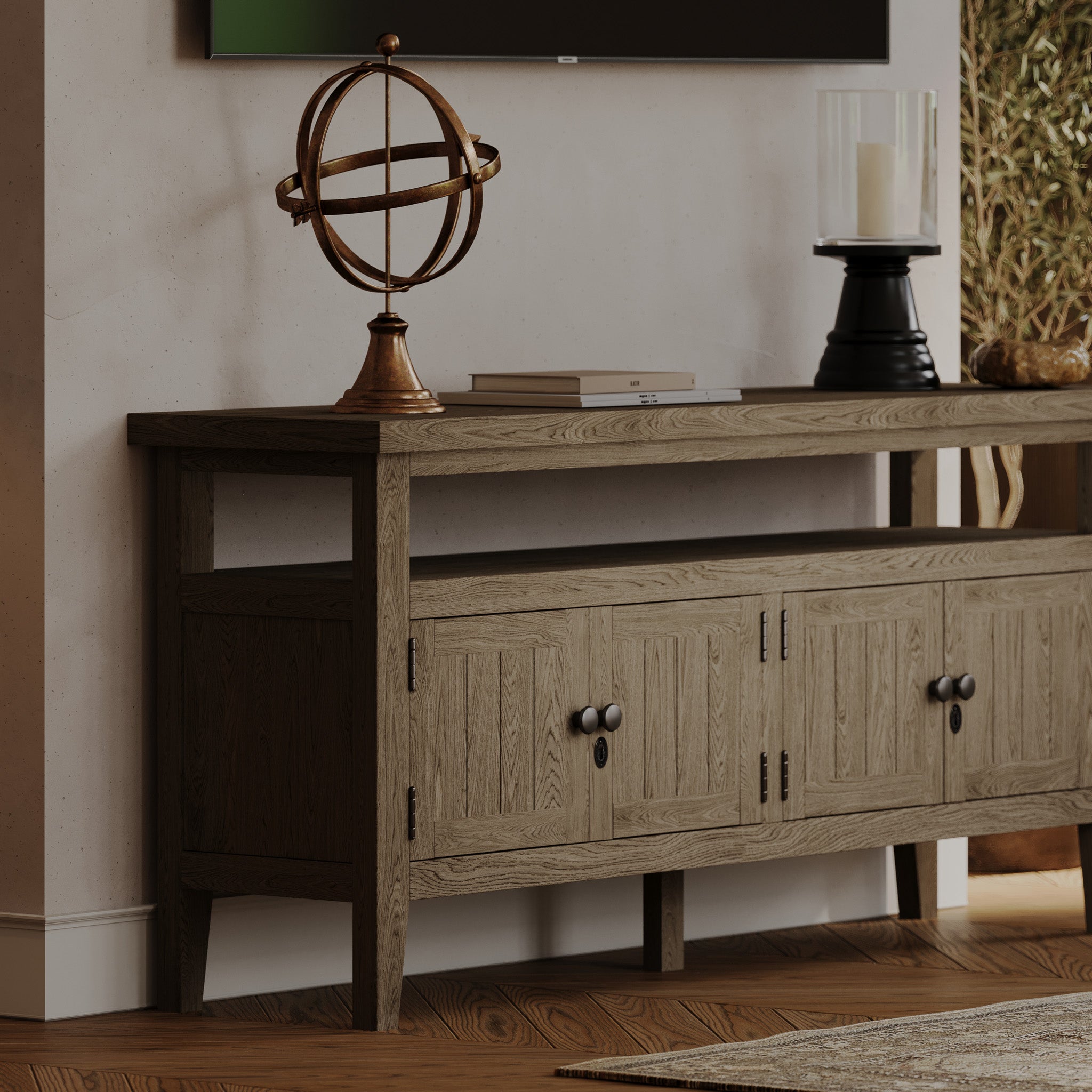 Turner Classical Wooden Media Unit in Antiqued Grey Finish in Media Units by VMI