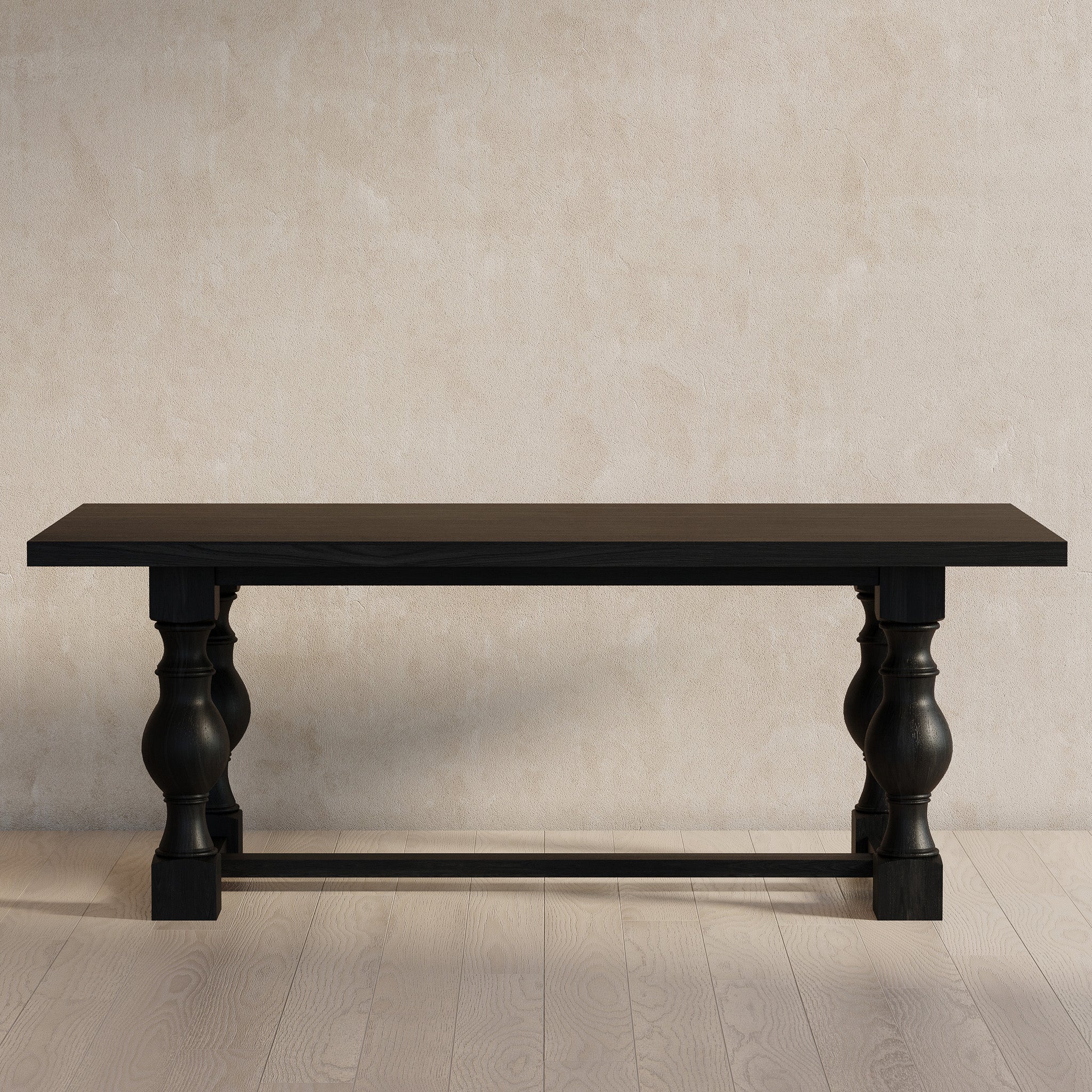 Leon Classical Wooden Dining Table in Antiqued Black Finish in Dining Furniture by Maven Lane