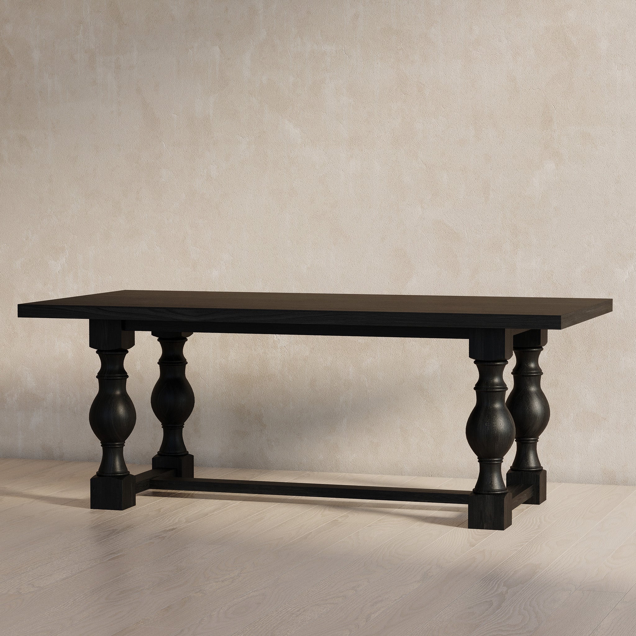 Leon Classical Wooden Dining Table in Antiqued Black Finish in Dining Furniture by Maven Lane