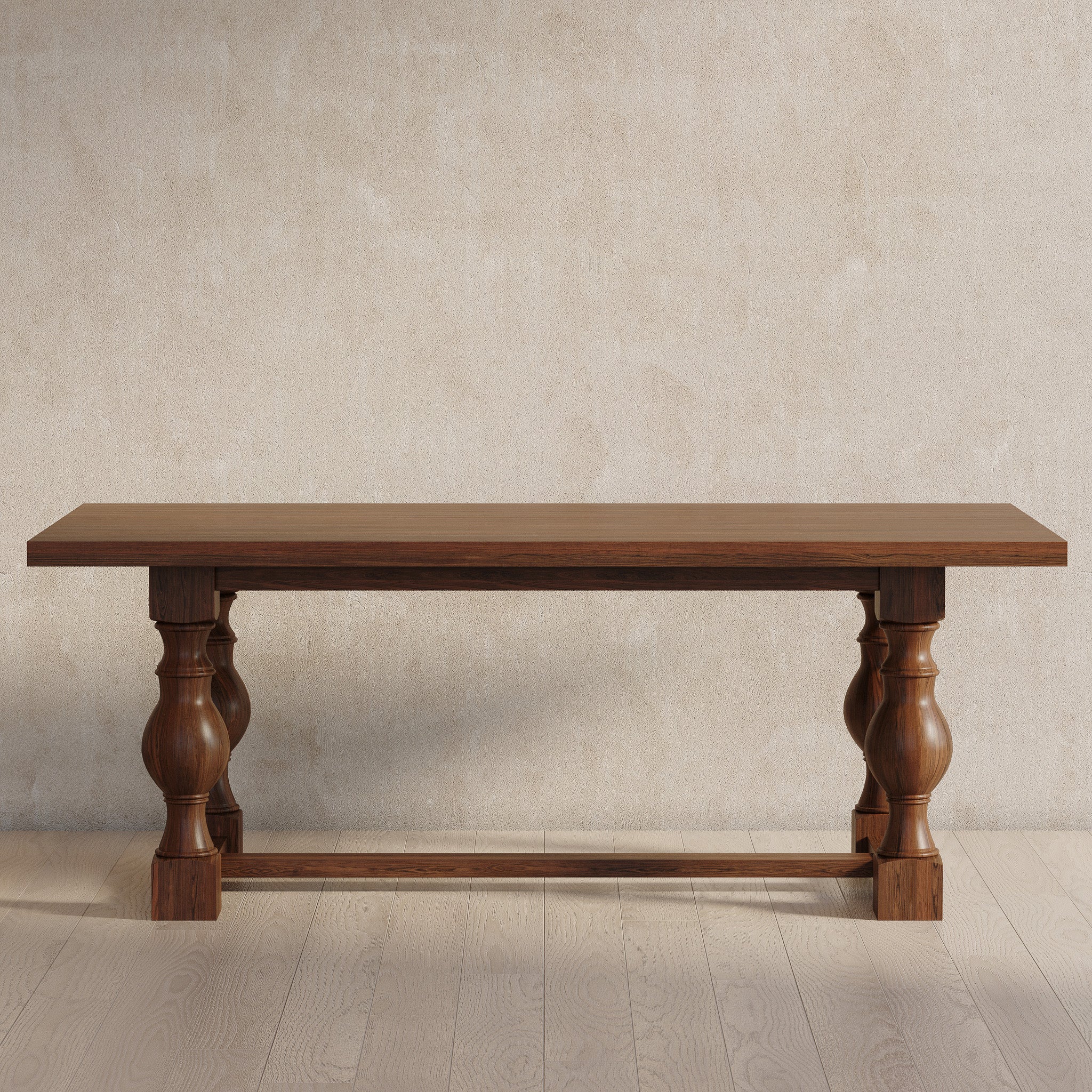 Leon Classical Wooden Dining Table in Antiqued Brown Finish in Dining Furniture by Maven Lane