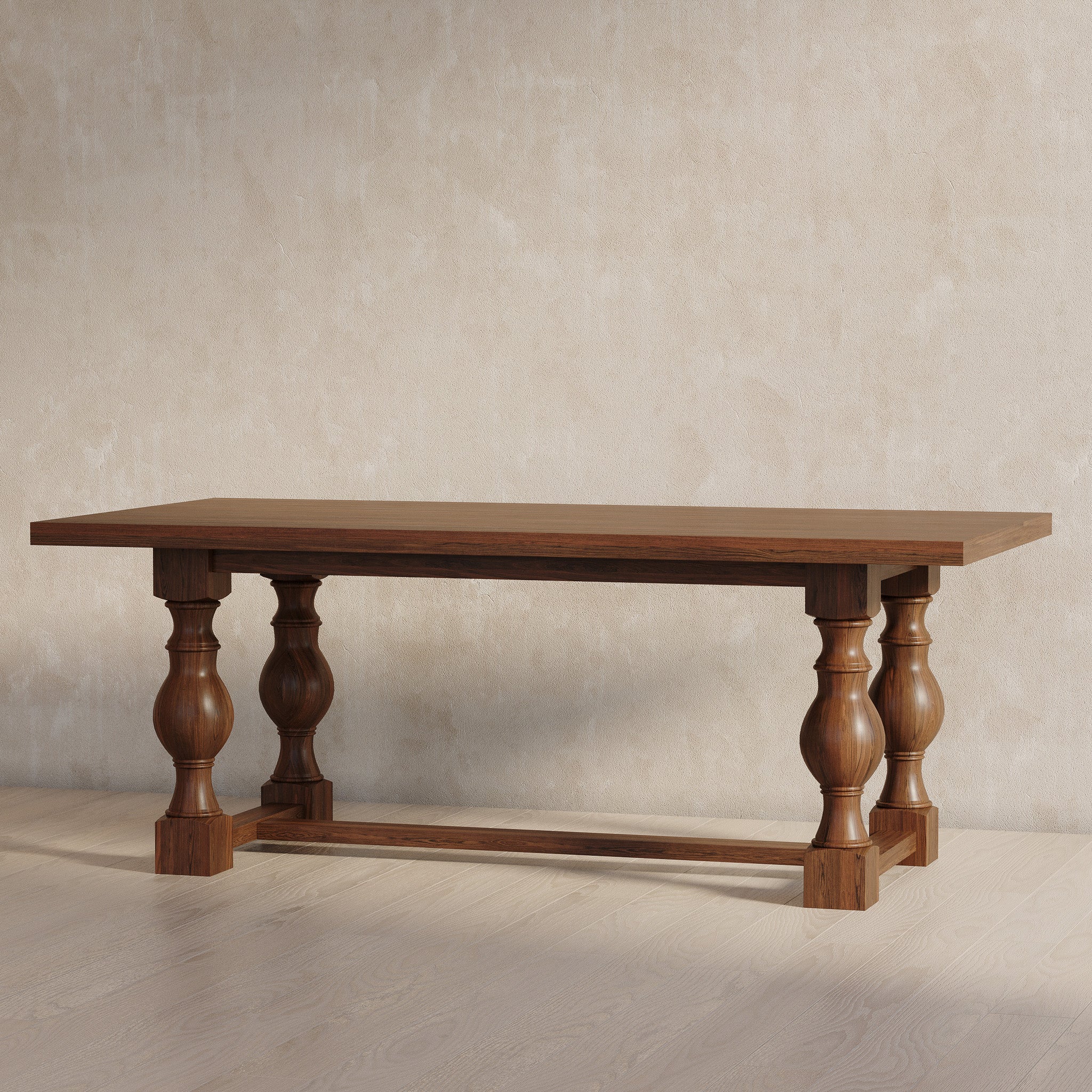 Leon Classical Wooden Dining Table in Antiqued Brown Finish in Dining Furniture by Maven Lane