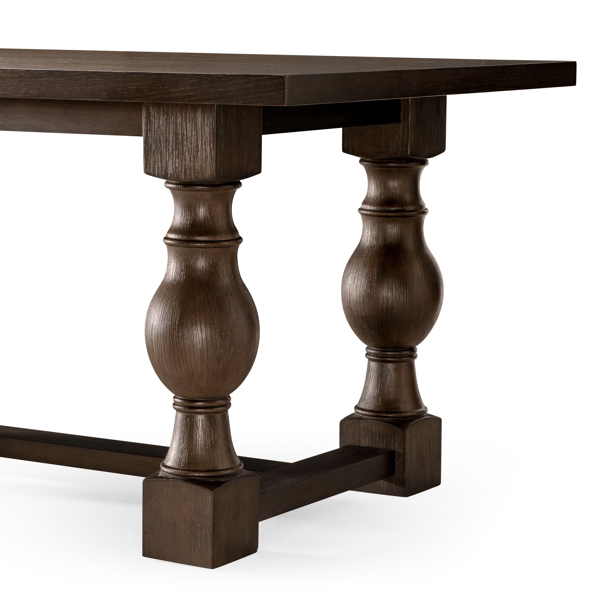 Leon Classical Wooden Dining Table in Antiqued Brown Finish in Dining Furniture by Maven Lane