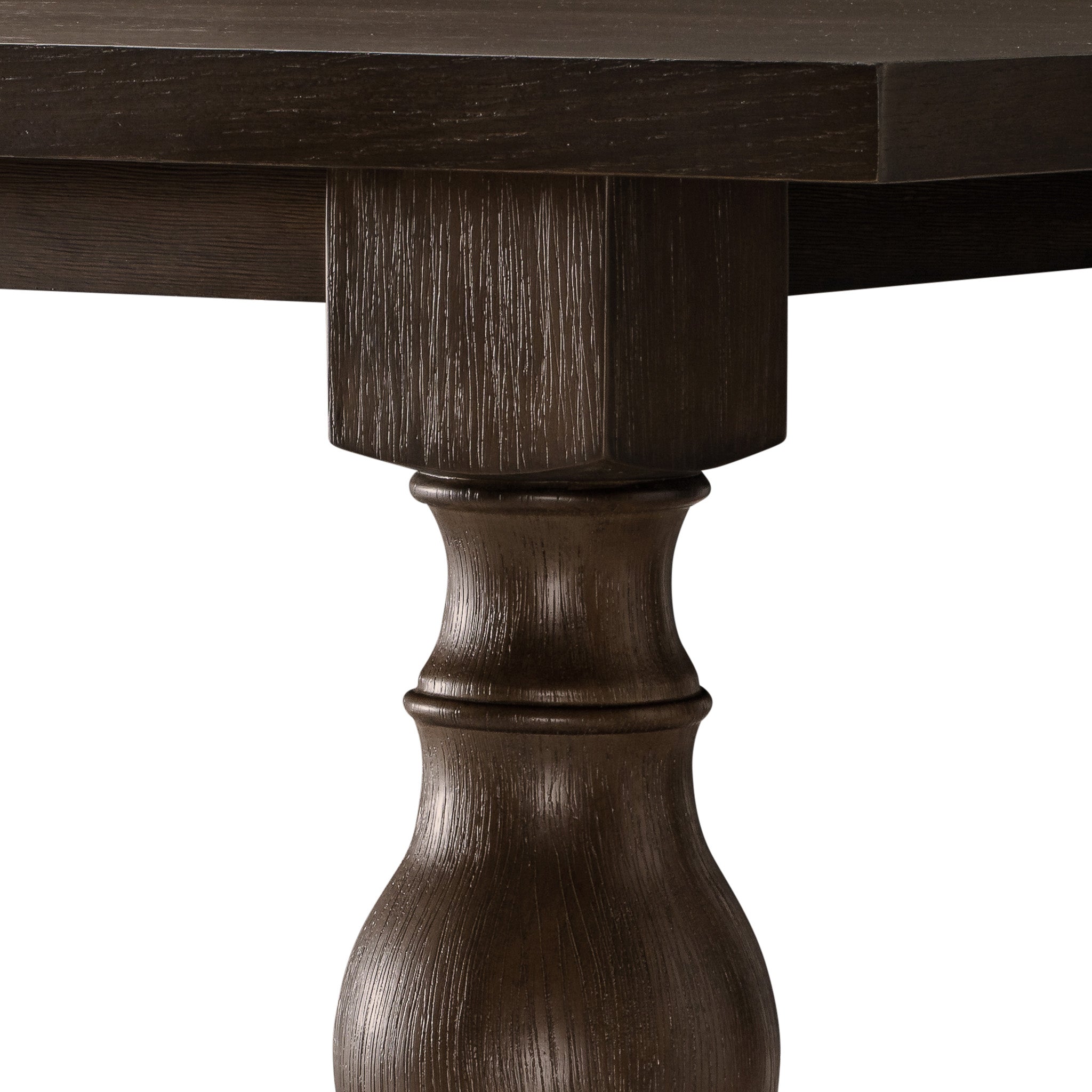 Leon Classical Wooden Dining Table in Antiqued Brown Finish in Dining Furniture by Maven Lane