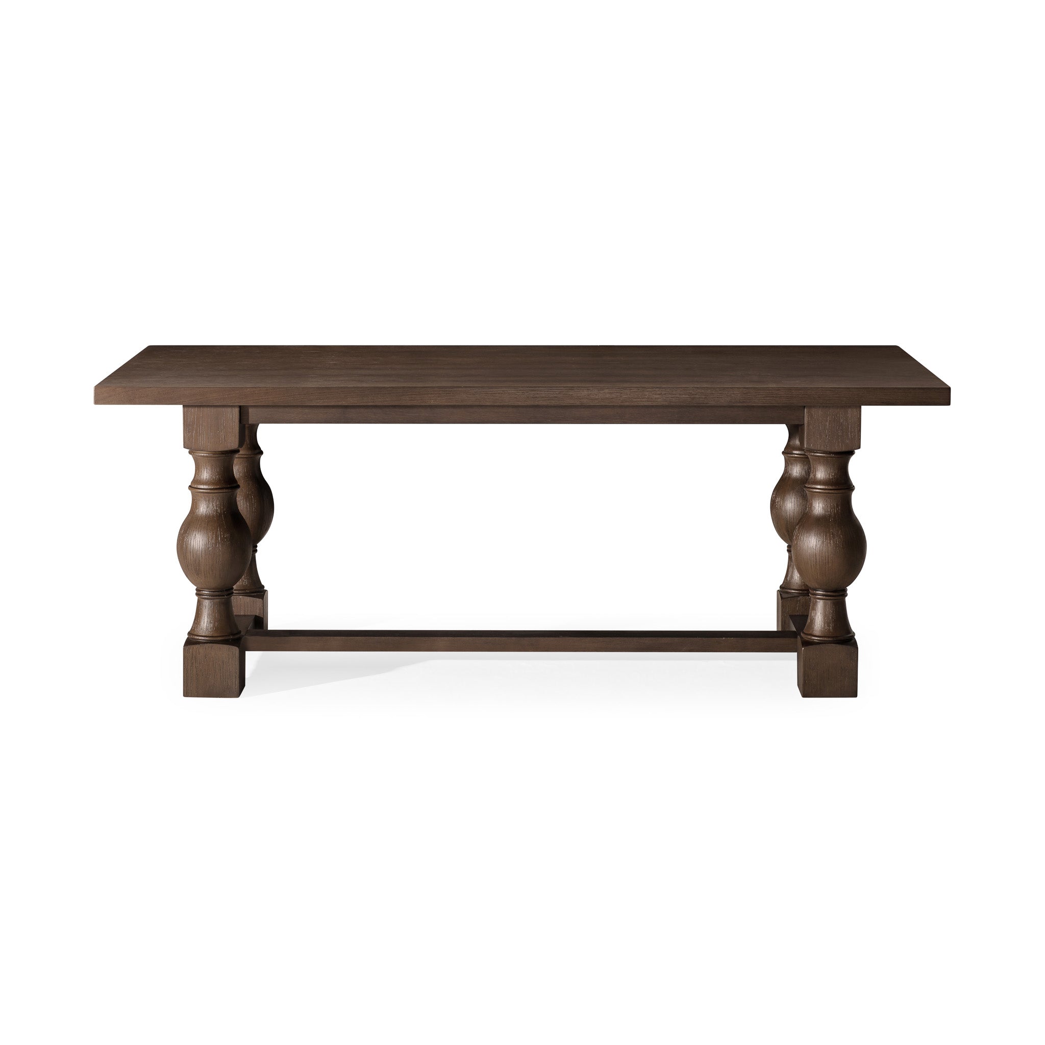 Leon Classical Wooden Dining Table in Antiqued Brown Finish in Dining Furniture by Maven Lane