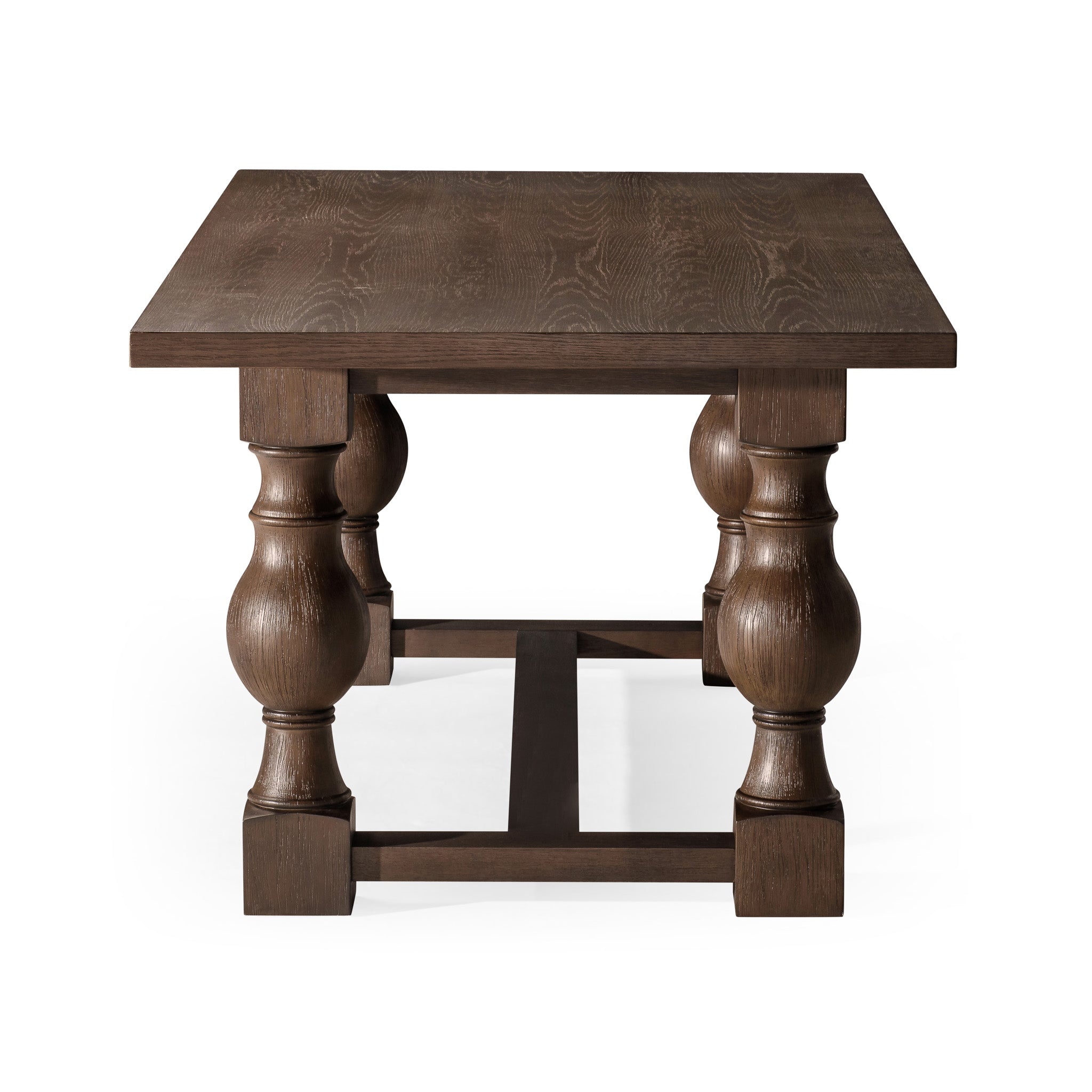 Leon Classical Wooden Dining Table in Antiqued Brown Finish in Dining Furniture by Maven Lane