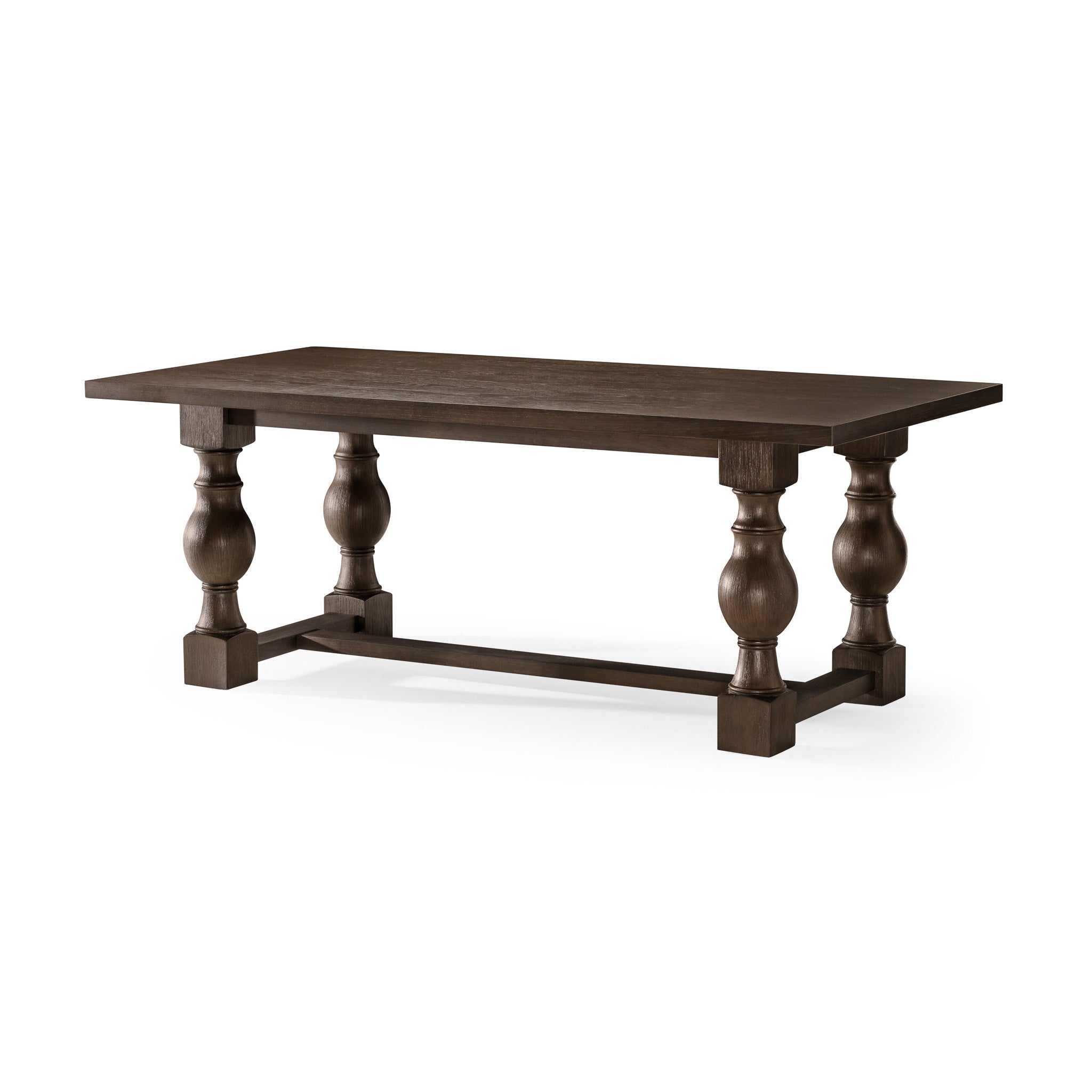 Leon Classical Wooden Dining Table in Antiqued Brown Finish in Dining Furniture by Maven Lane