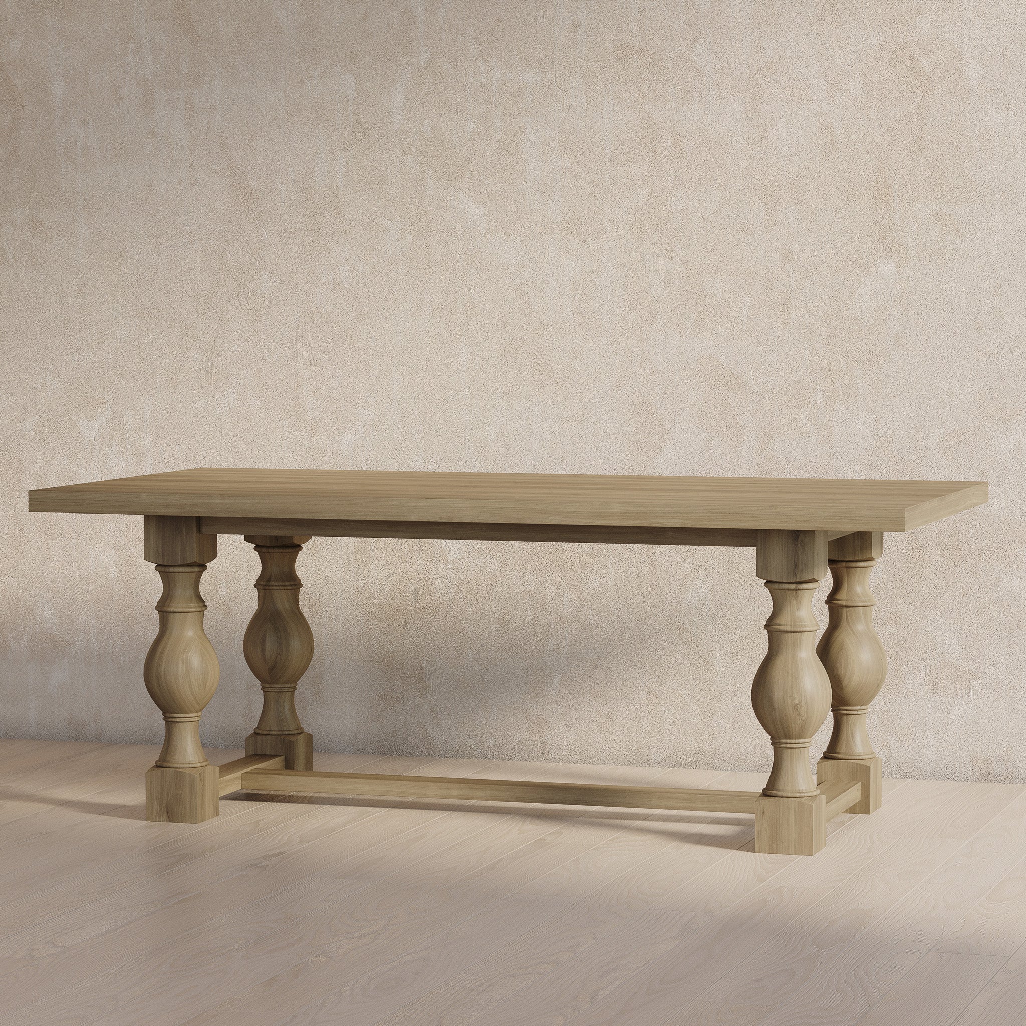 Leon Classical Wooden Dining Table in Antiqued Grey Finish in Dining Furniture by Maven Lane