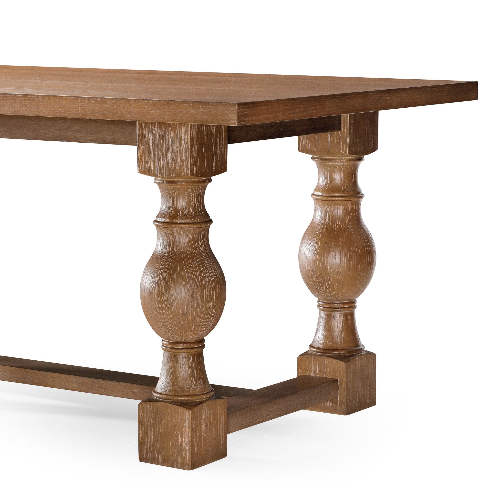 Leon Classical Wooden Dining Table in Antiqued Natural Finish in Dining Furniture by VMI