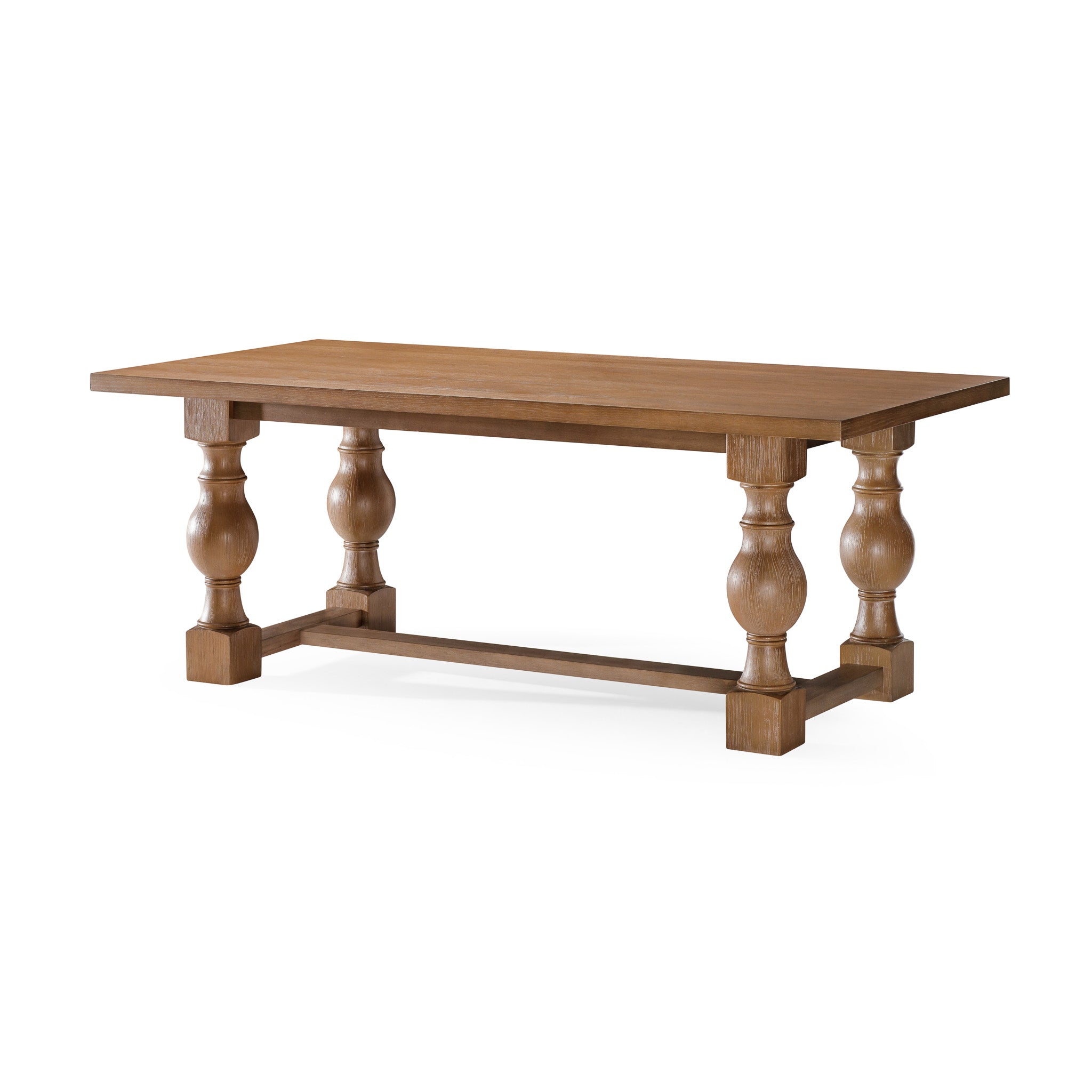 Leon Classical Wooden Dining Table in Antiqued Natural Finish in Dining Furniture by Maven Lane