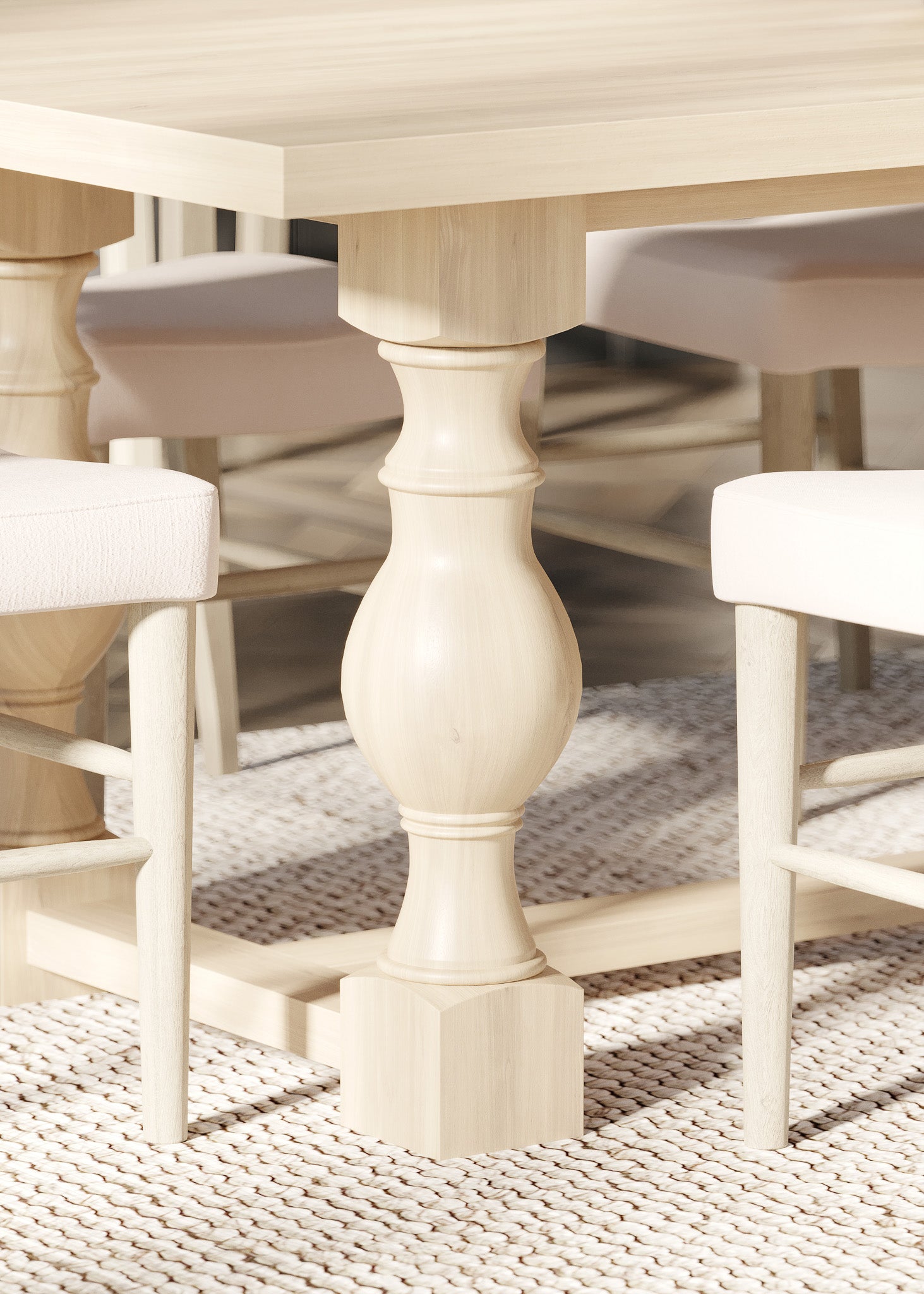 Leon Classical Wooden Dining Table in Antiqued White Finish in Dining Furniture by VMI