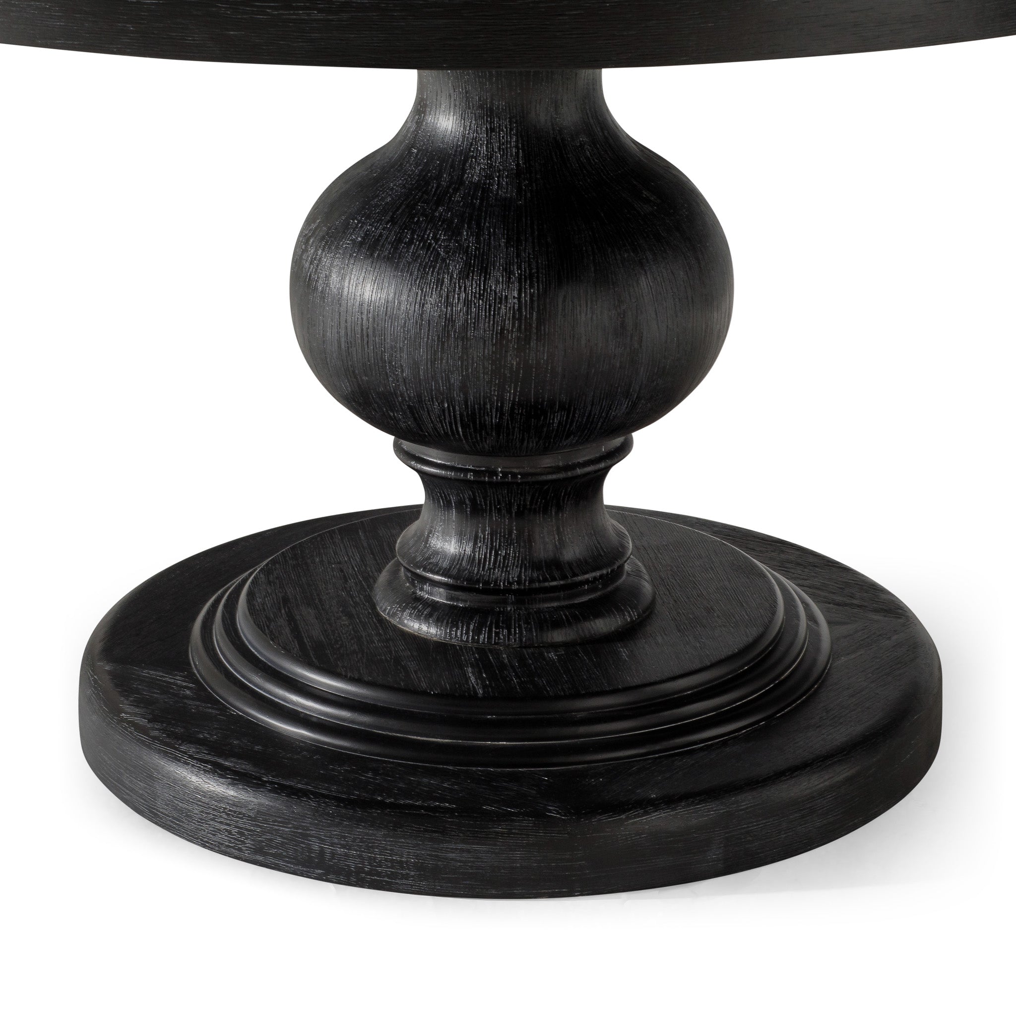 Zola Classical Round Wooden Dining Table in Antiqued Black Finish in Dining Furniture by Maven Lane
