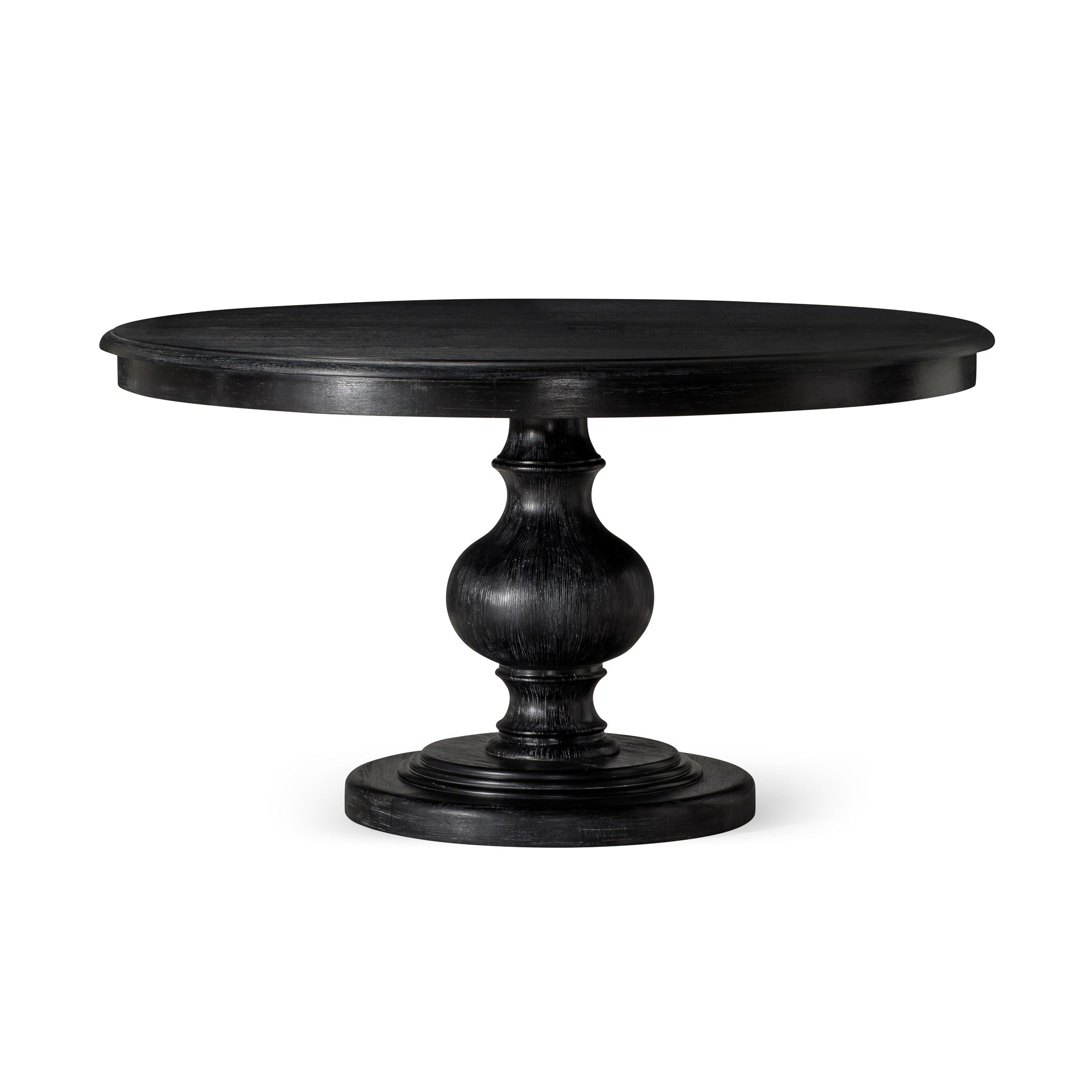 Zola Classical Round Wooden Dining Table in Antiqued Black Finish in Dining Furniture by Maven Lane