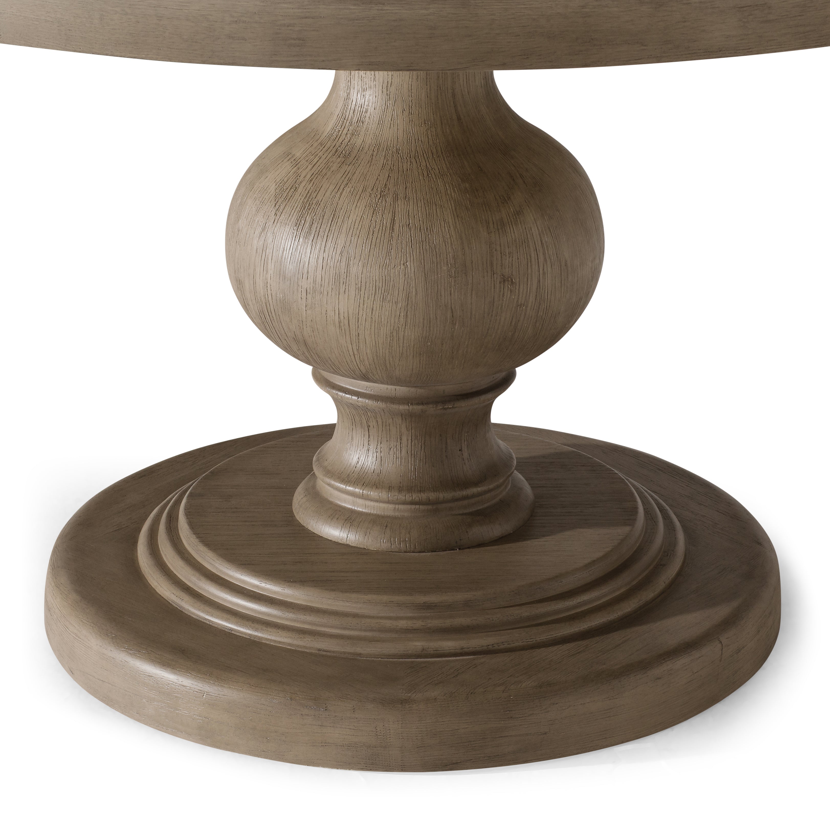 Zola Classical Round Wooden Dining Table in Antiqued Grey Finish in Dining Furniture by Maven Lane