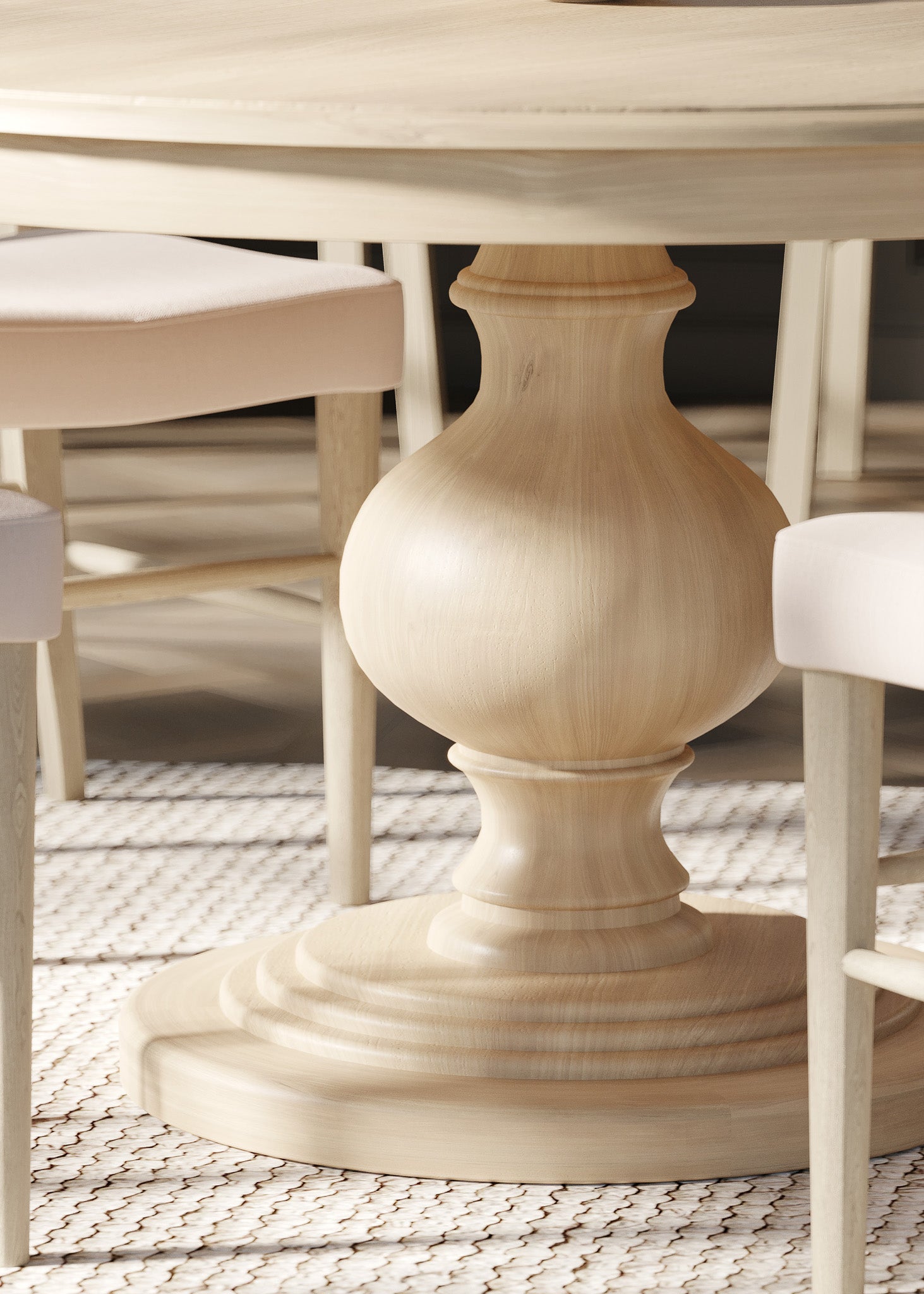 Zola Classical Round Wooden Dining Table in Antiqued White Finish in Dining Furniture by Maven Lane