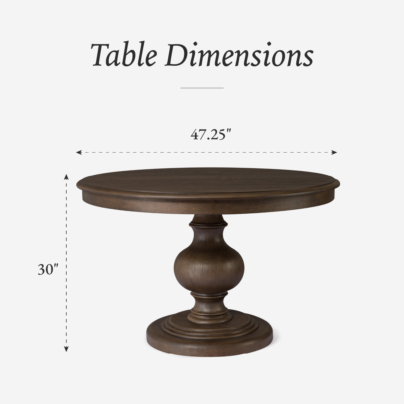 Zola Classical Round Wooden Dining Table in Antiqued Brown Finish in Dining Table by Maven Lane