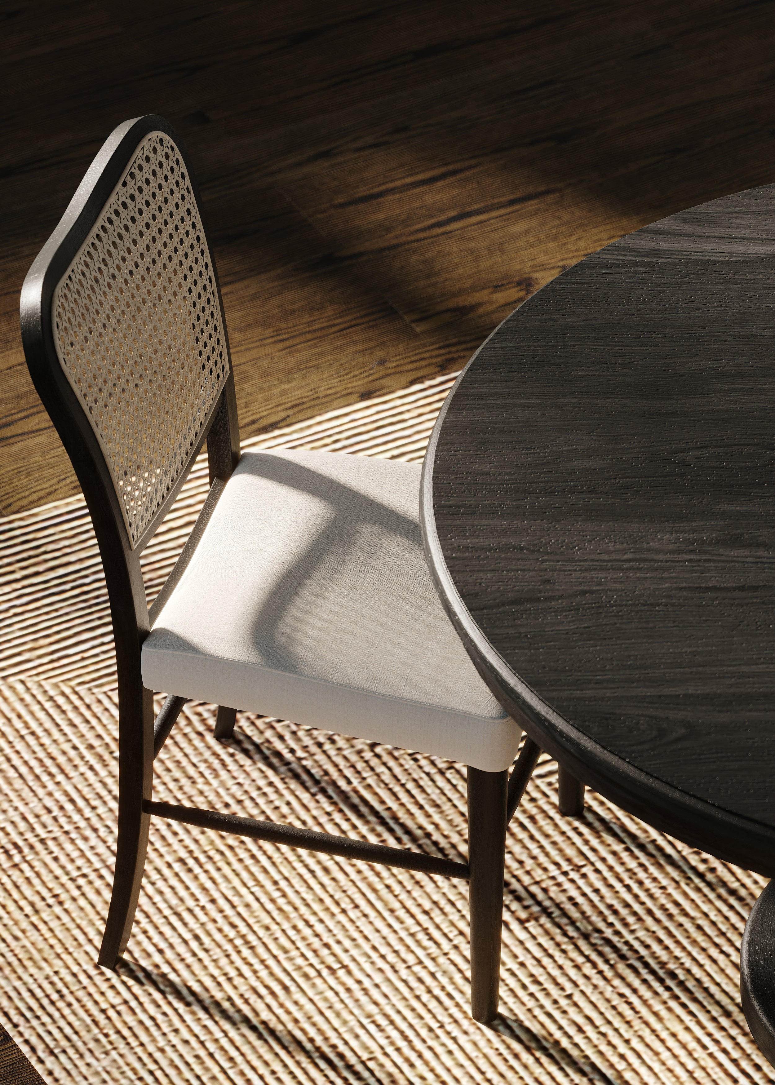 Vera Dining Chair in Aged Black with Dove Weave Fabric, Set of 2 in Dining Chair by Maven Lane