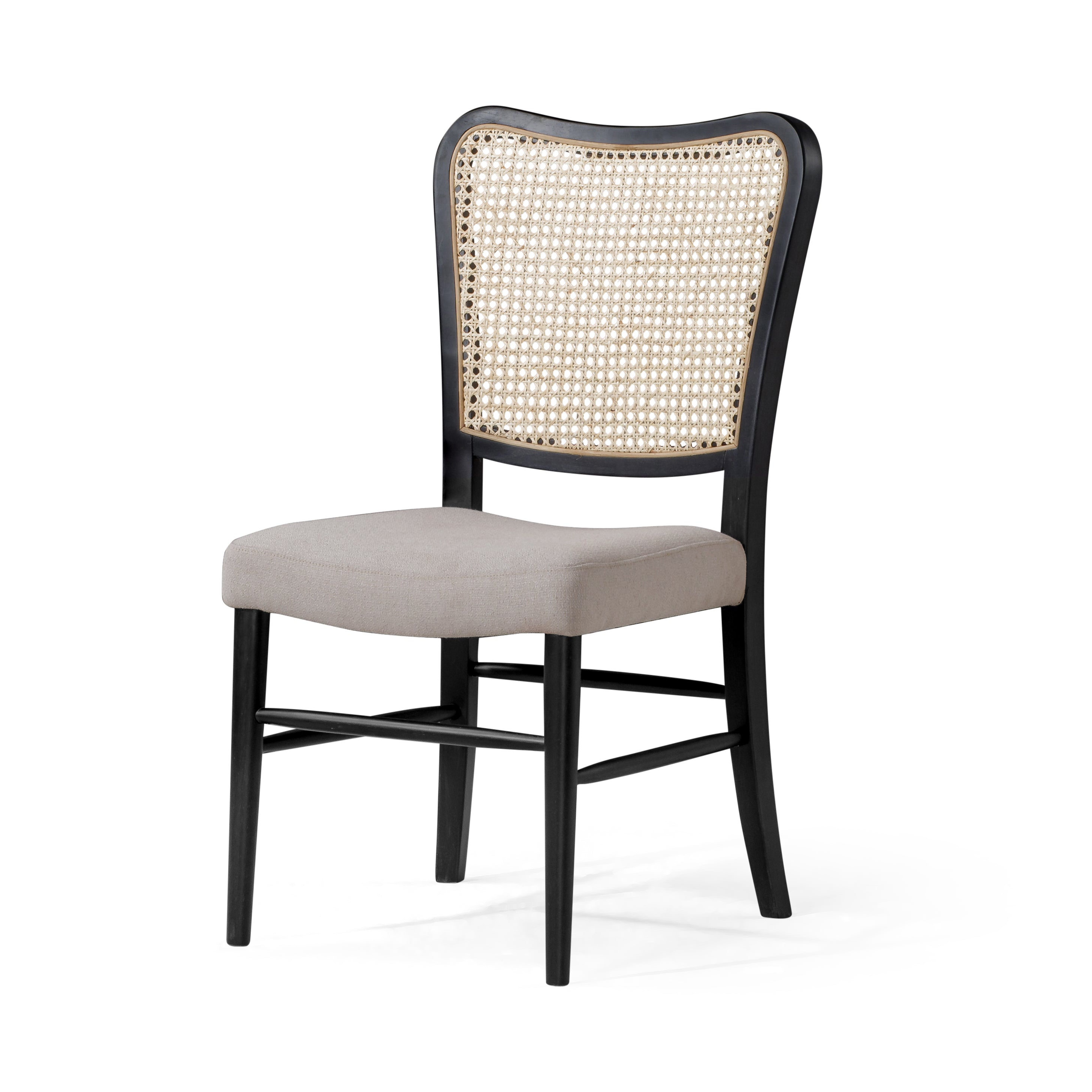 Vera Dining Chair in Aged Black with Dove Weave Fabric, Set of 2 in Dining Chair by Maven Lane