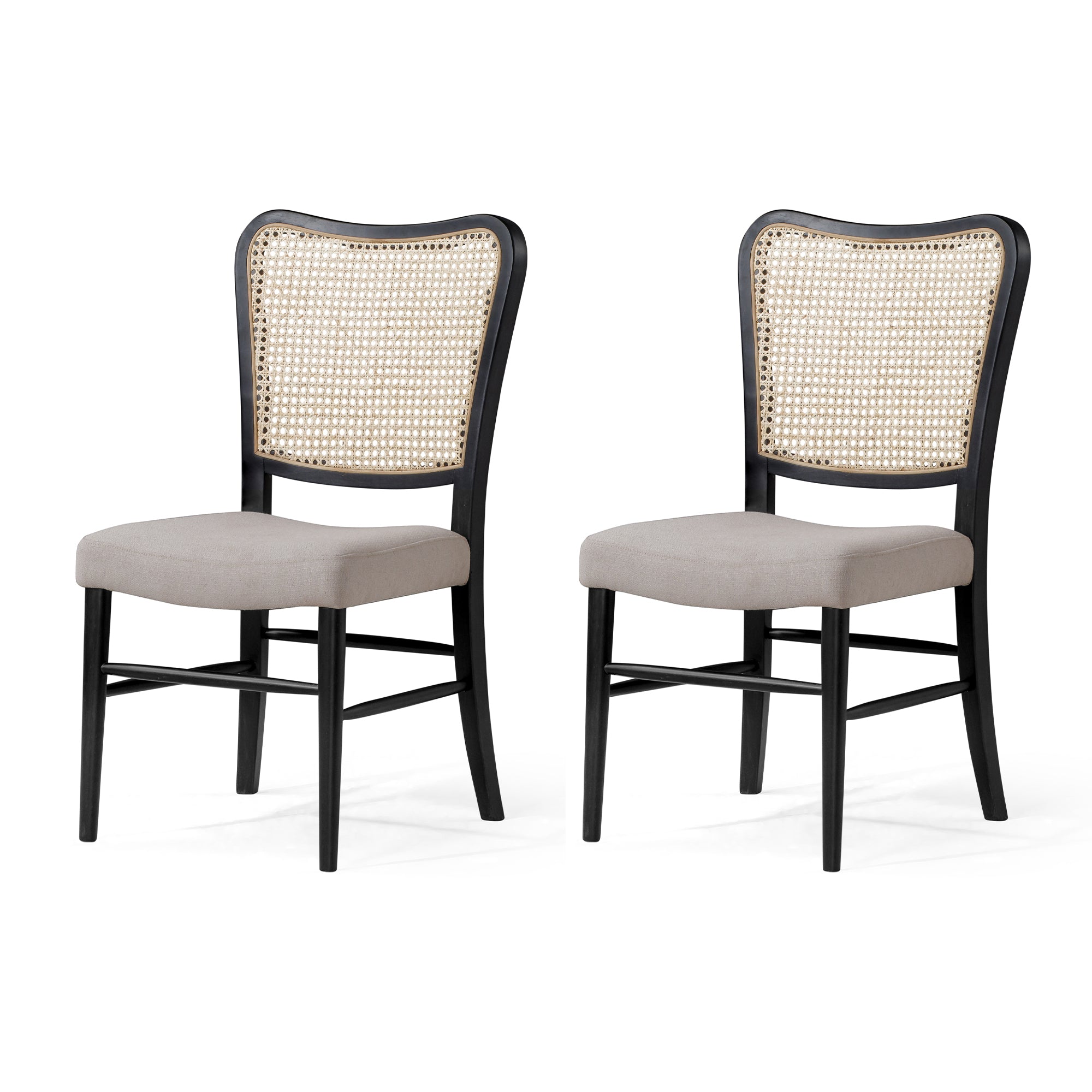Vera Dining Chair in Aged Black with Dove Weave Fabric, Set of 2 in Dining Chair by Maven Lane