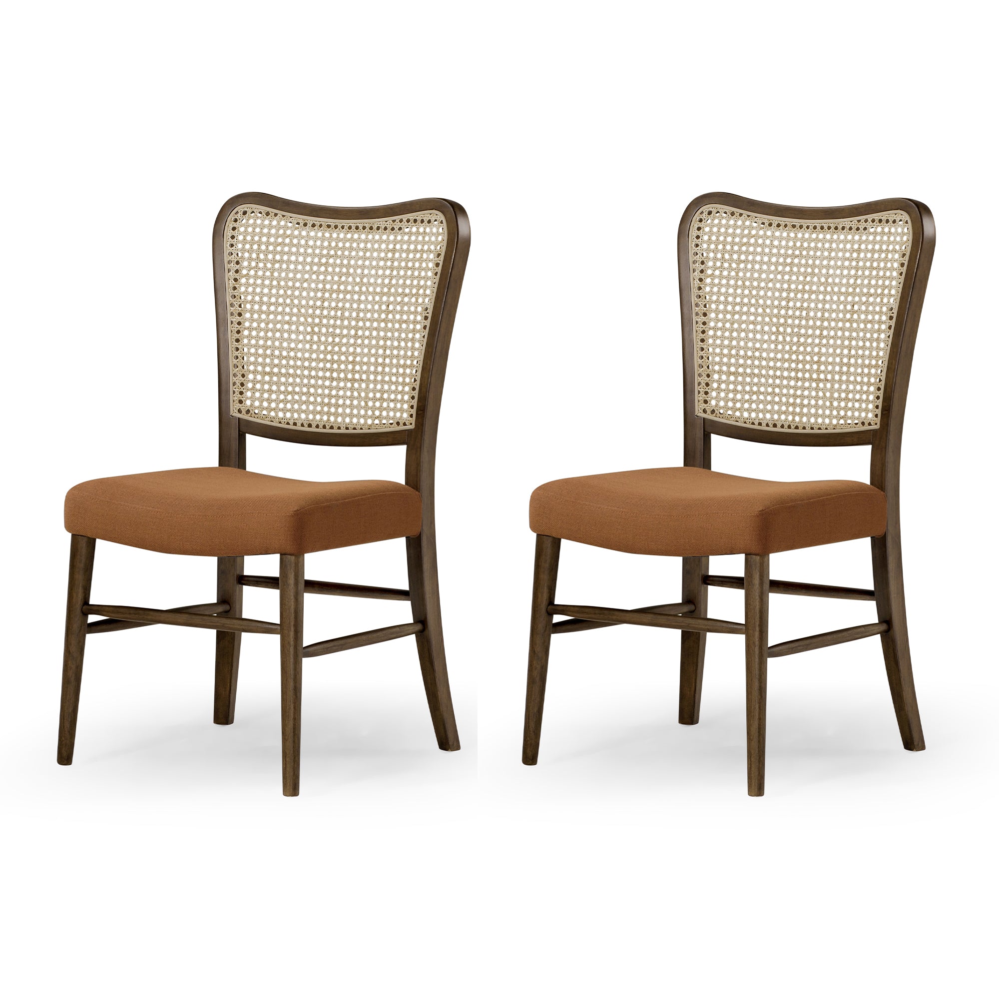 Vera Dining Chair in Aged Brown with Clay Canvas Fabric, Set of 2 in Dining Chair by Maven Lane