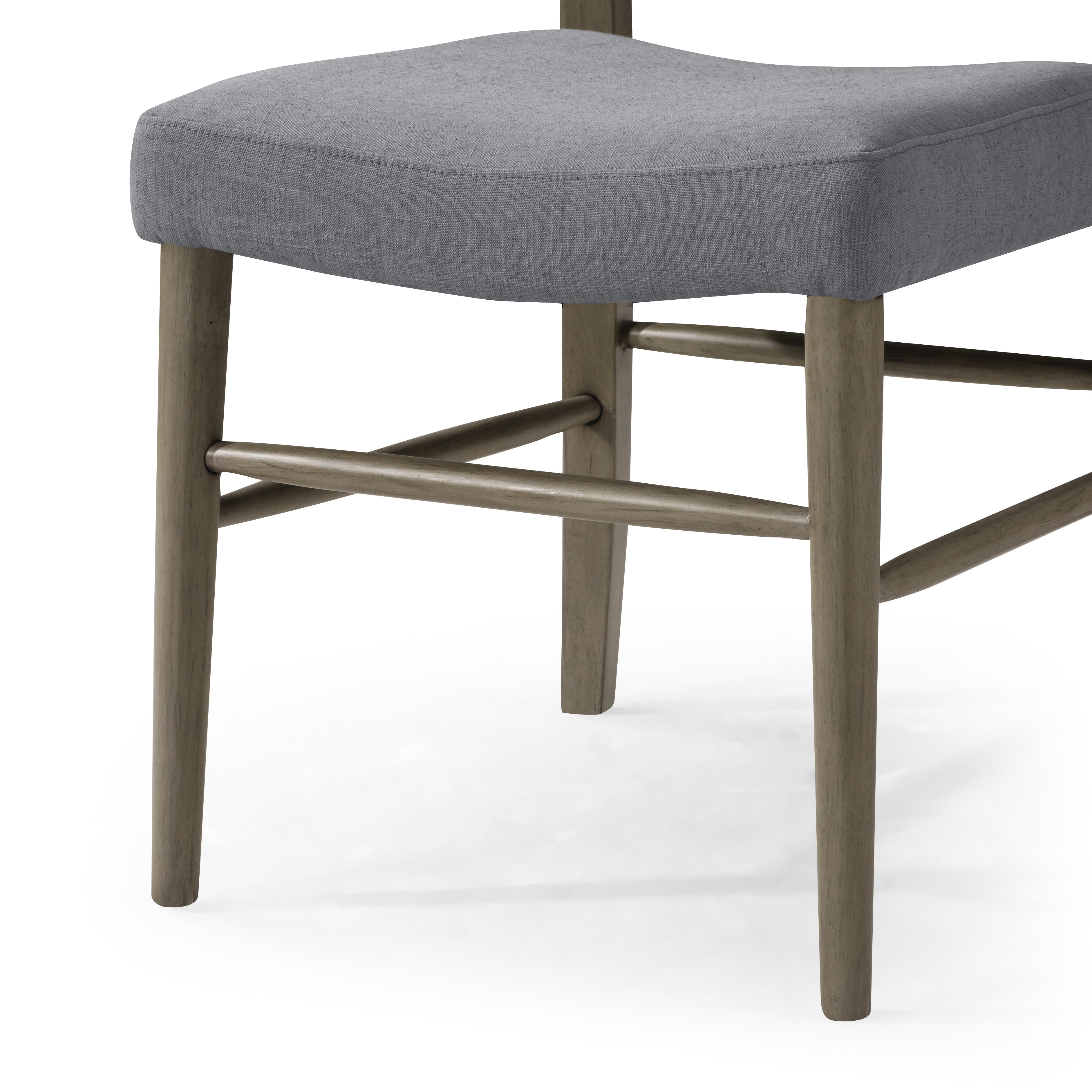 Vera Classical Wooden Dining Chair in Antiqued Grey Finish with Slate Linen Fabric Upholstery, Set of 2 in Dining Chair by Maven Lane