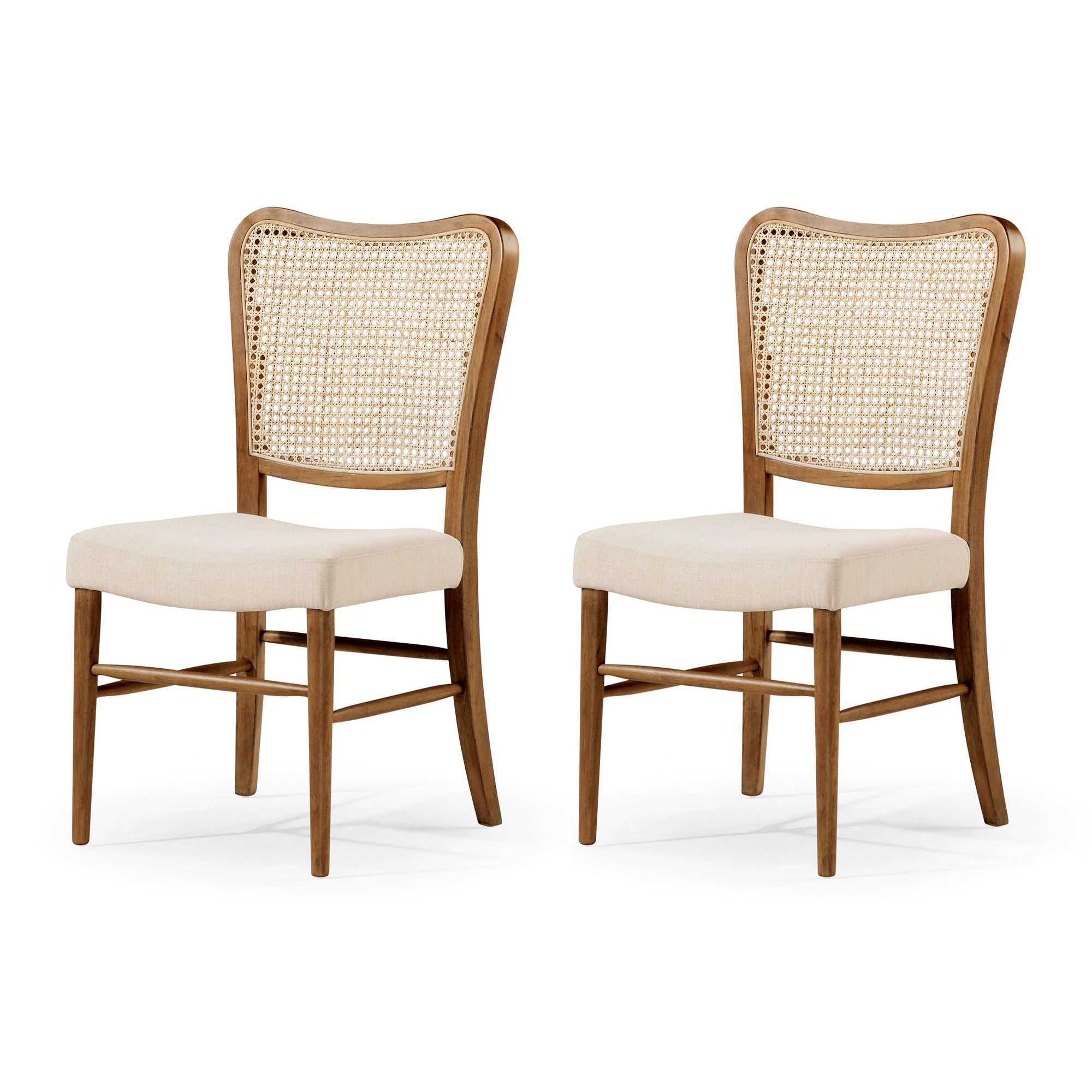 Vera Dining Chair in Aged Natural with Taupe Linen Fabric, Set of 2 in Dining Chair by Maven Lane
