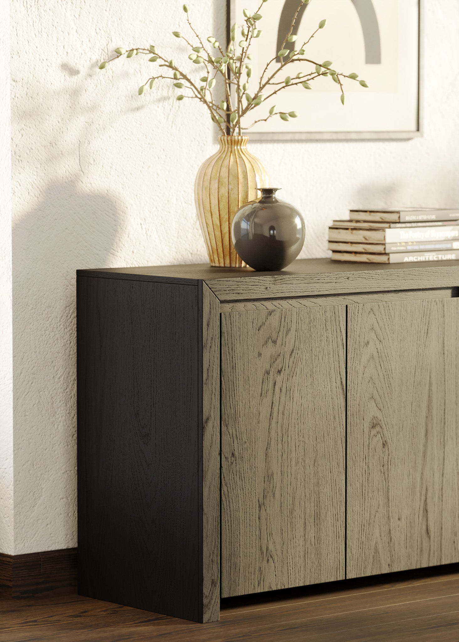 Iris Contemporary Wooden Sideboard in Refined Black Finish in Cabinets by Maven Lane