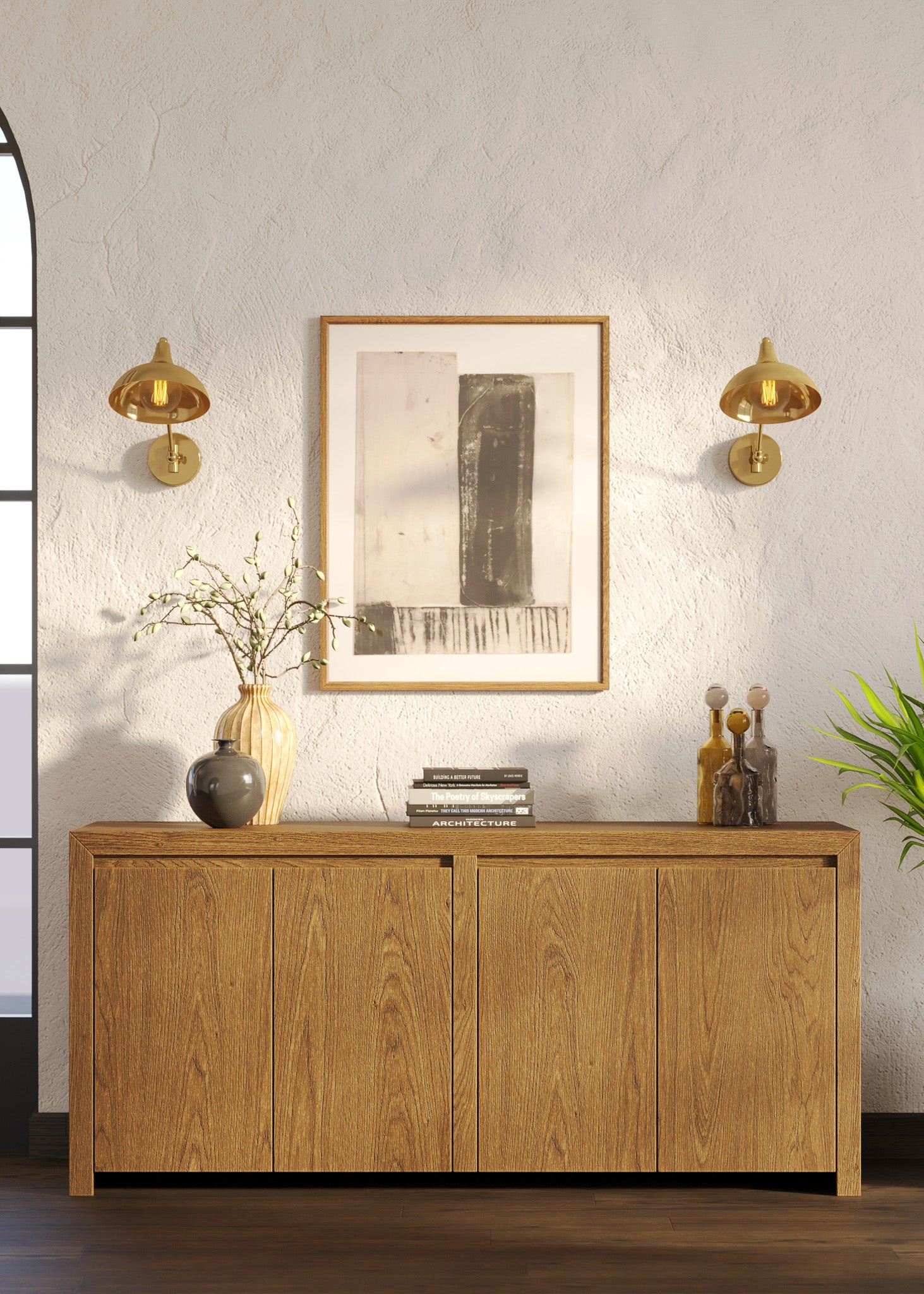 Iris Contemporary Wooden Sideboard in Refined Brown Finish in Cabinets by Maven Lane