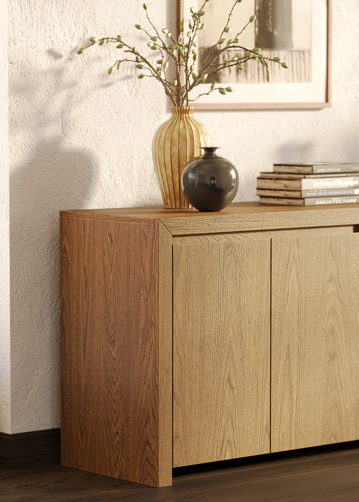 Iris Contemporary Wooden Sideboard in Refined Brown Finish in Cabinets by Maven Lane